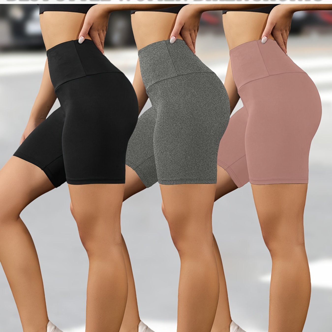 Image of 3 Pack Women' High Waisted Biker Shorts - 6" No Full Coverage Workout Shorts, Super Soft Athletic Shorts For Yoga, Running, Gym - Solid Color Summer Training Underwear (3-pack Value)