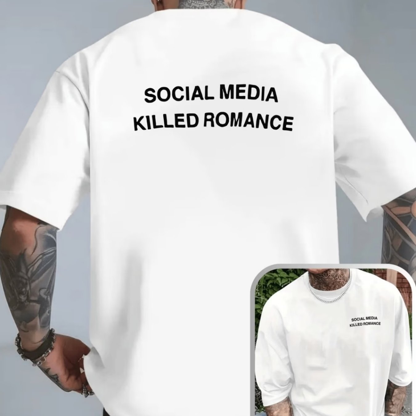 TEMU Men's T-shirt, Killing On Social Media, Double-sided Printed Men's Fashionable Short Sleeved Shirt, Popular On Social Media, Suitable For Daily
