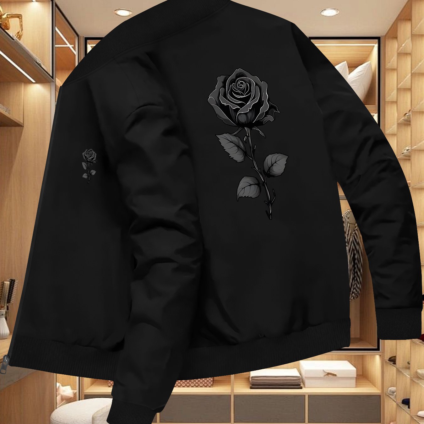 TEMU Veste Homme Tendance Printemps/Automne, Motif Rose, Veste Casual Business Jeunesse, Col , Vêtement d'Extérieur