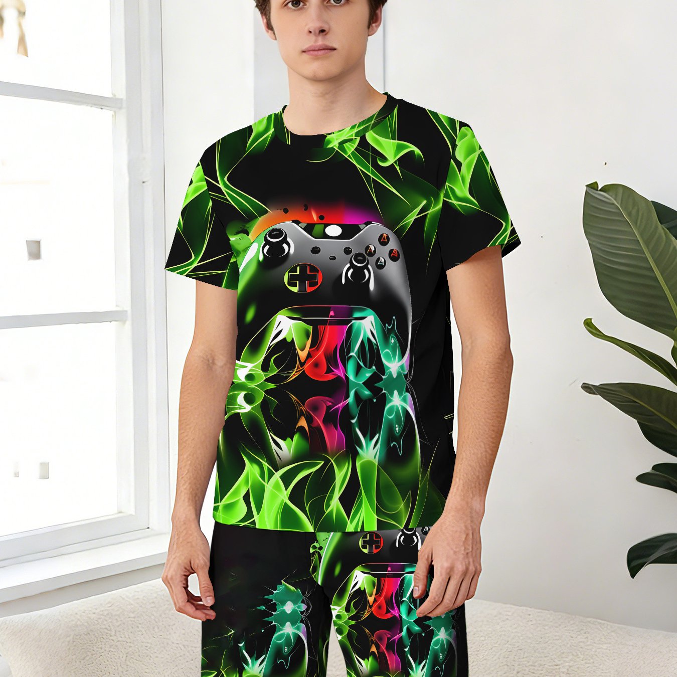TEMU Youth Pajamas Essential For Spring And Summer Youth Pajama Set Short Sleeve And Shorts 2pcs Set, For Teenager
