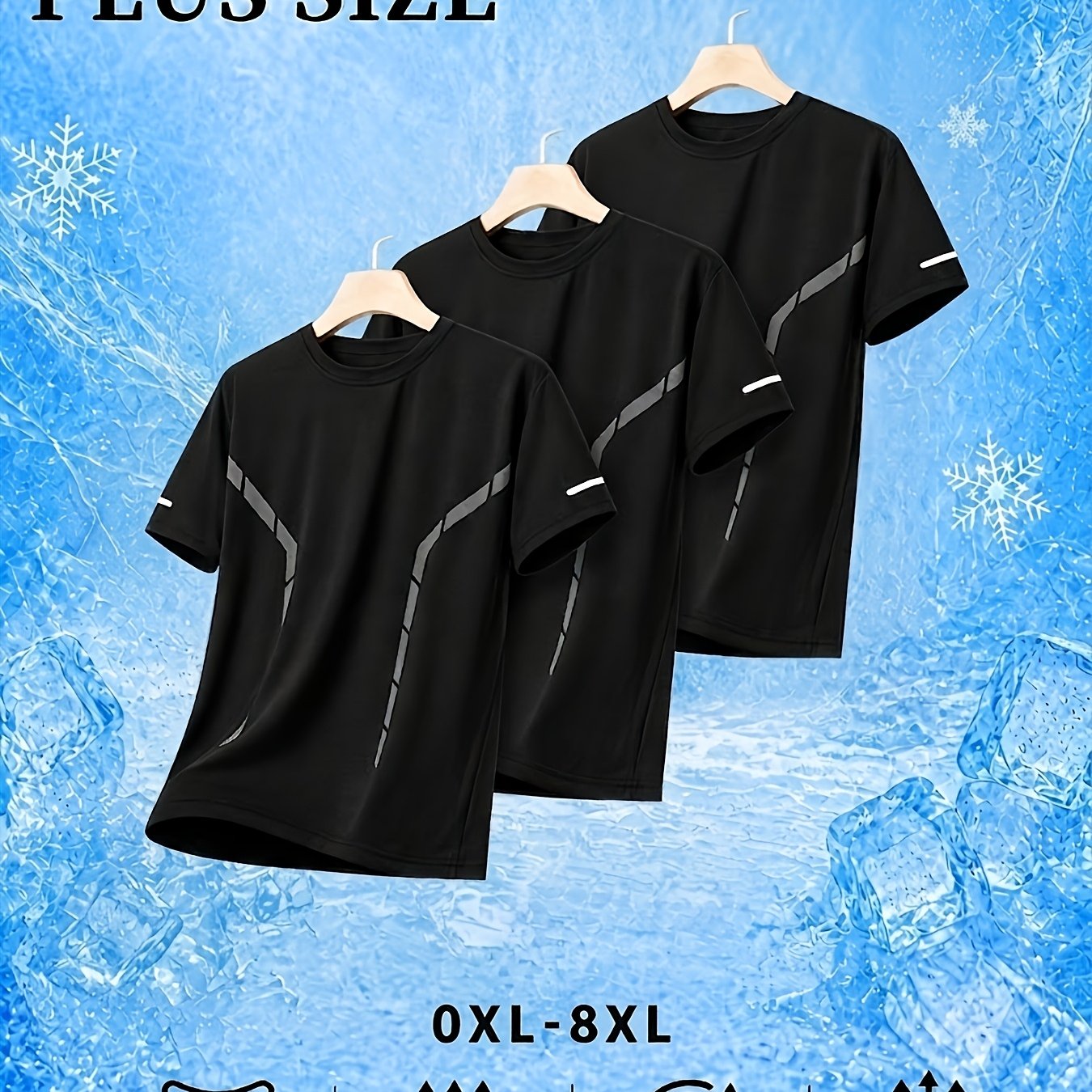 TEMU 3pcs Men's Plus Size Short Sleeve Set, 3pcss Plus Size Casual Short Sleeves, Suitable For Spring Summer Autumn, Moisture Wicking And Breathable,