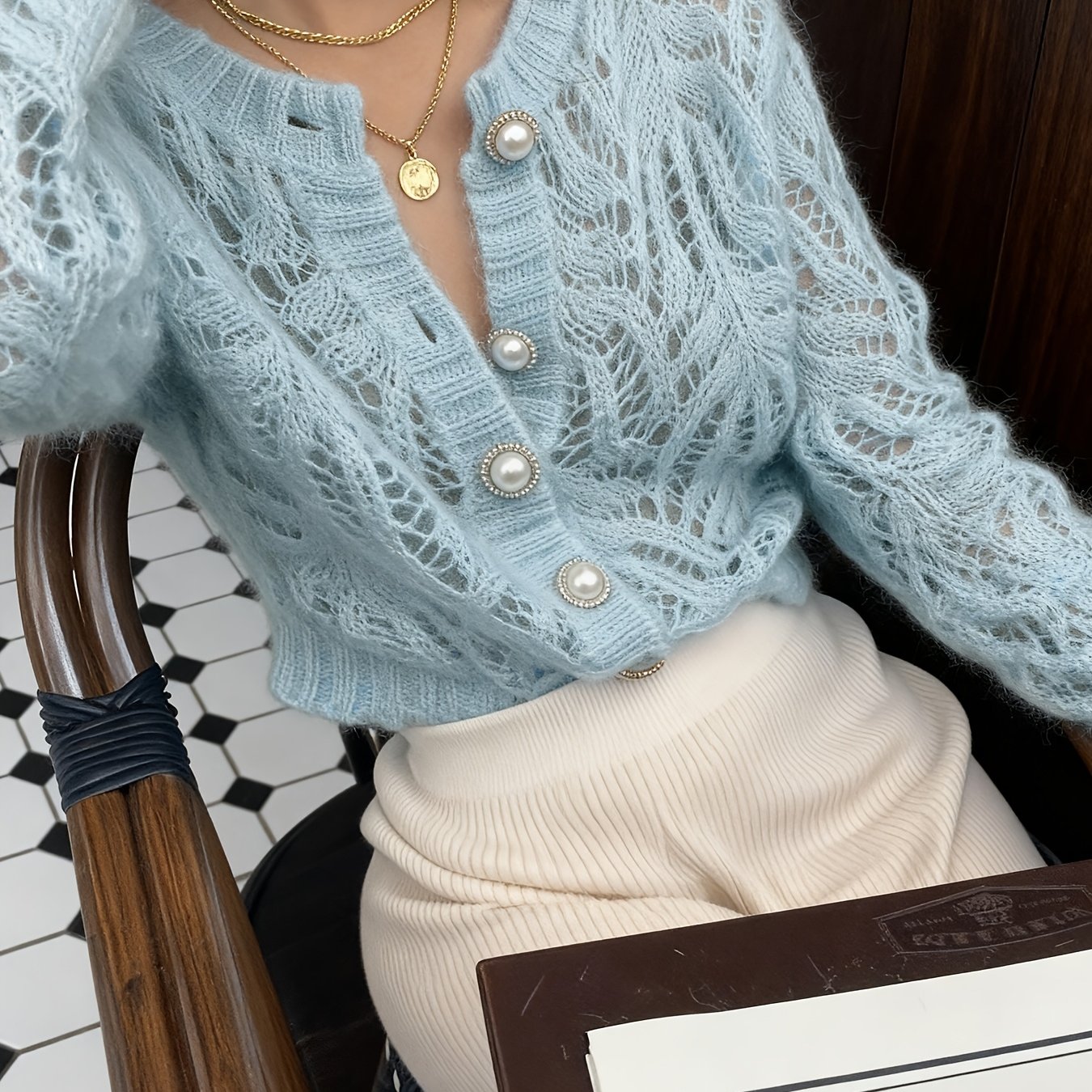 TEMU Women's Cardigan - Single-breasted Design, Commuting Fashion , Loose Soft And Comfortable, Translucent Fabric, Long Sleeve Style, Casual Autumn