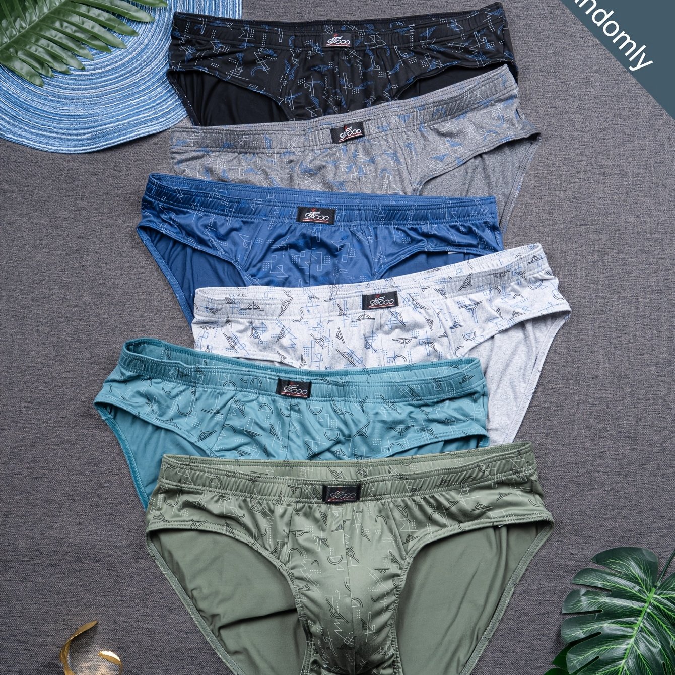 TEMU Ensemble de 3 pièces. Sous-vêtements triangulaires imprimés multicolores pour hommes. Nouveaux sous-vêtements triangulaires pour hommes, ,