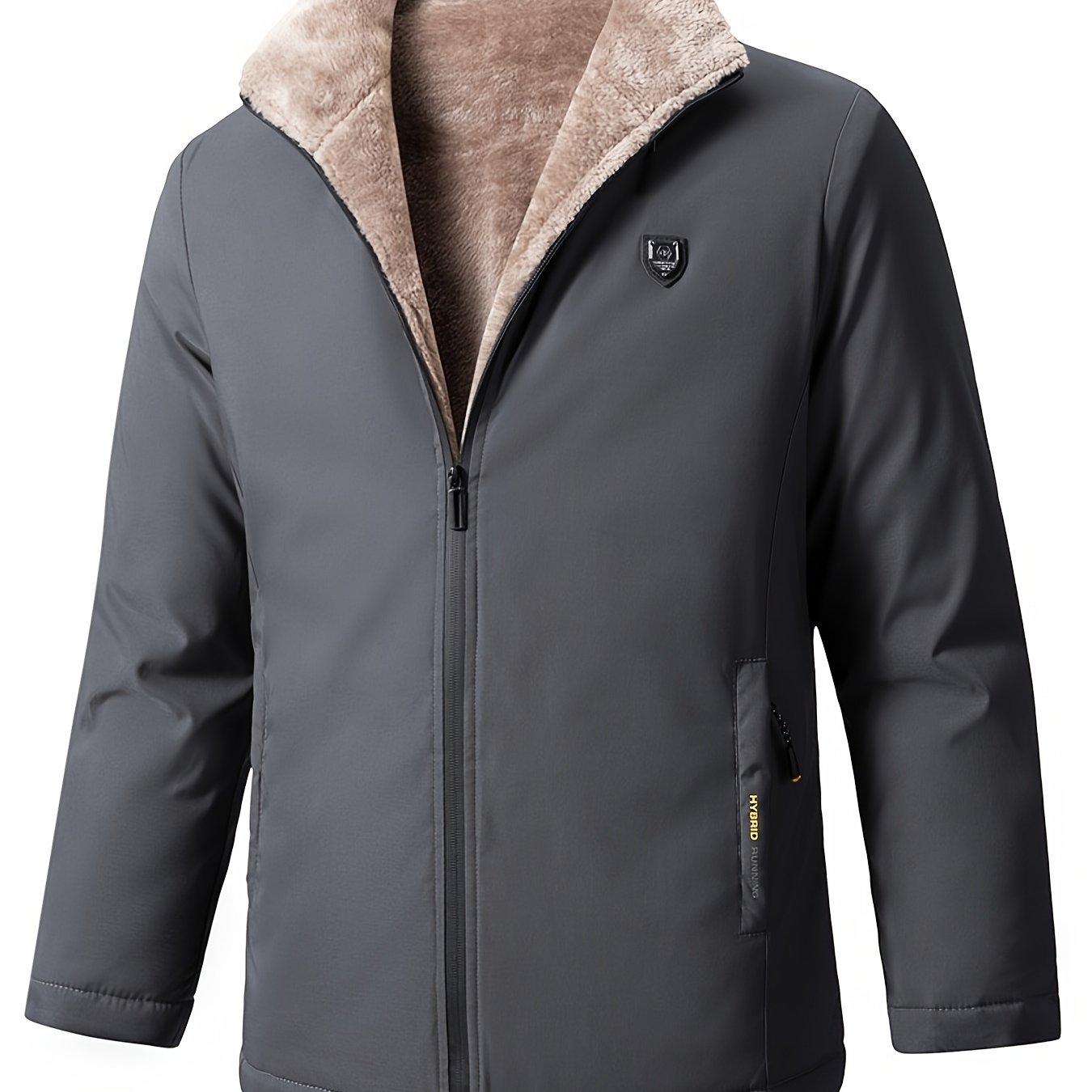 TEMU Winter Padded Coat For Middle-aged And Elderly, Plus Size, -lined And Thickened, Dad's Style, With Faux Fur, Warm, Casual, Collar, Trendy, Plus