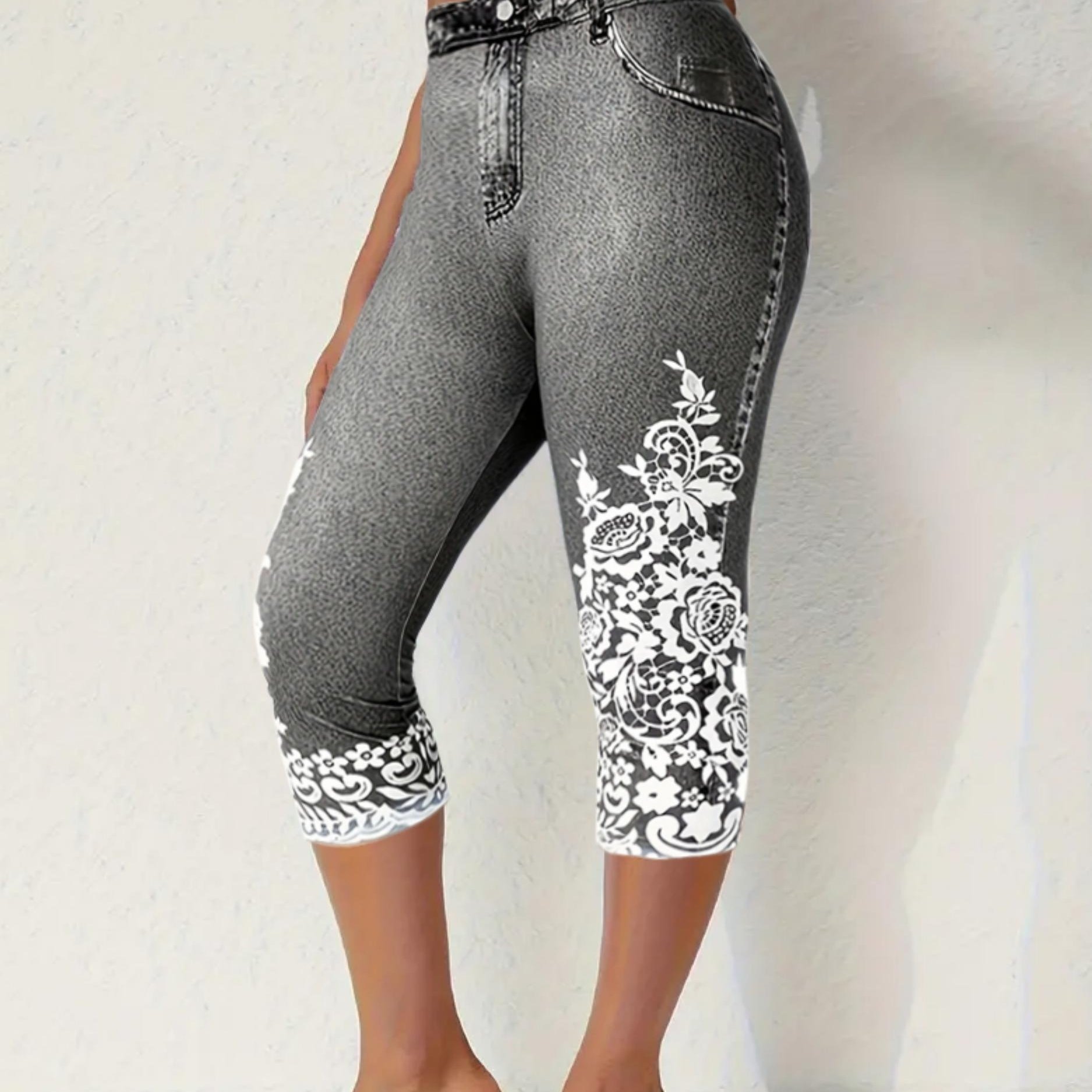 Plus size clearance denim capri leggings