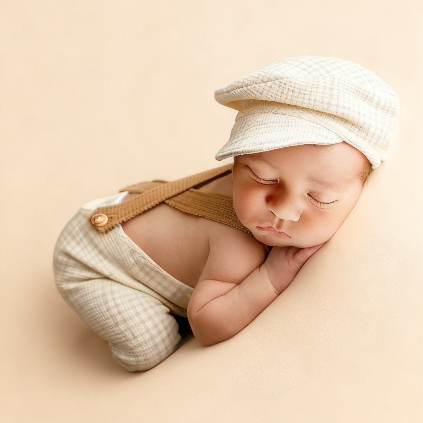 2pcs Baby Photography Outfit Newborn Knit Overalls And Hat Set, Halloween