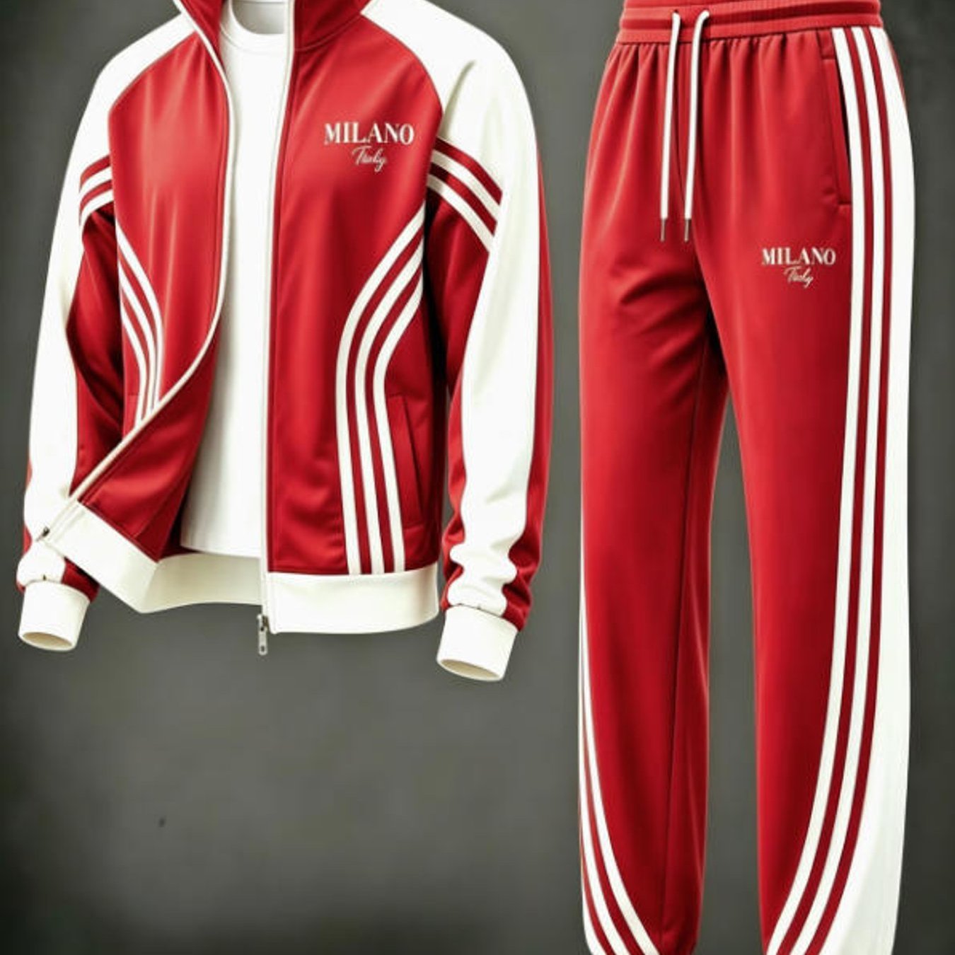 TEMU Men's Fashion Casual Trendy Striped Print Tracksuits Adult Men Sportswear Casual Wear Holiday Gift, Plus Size