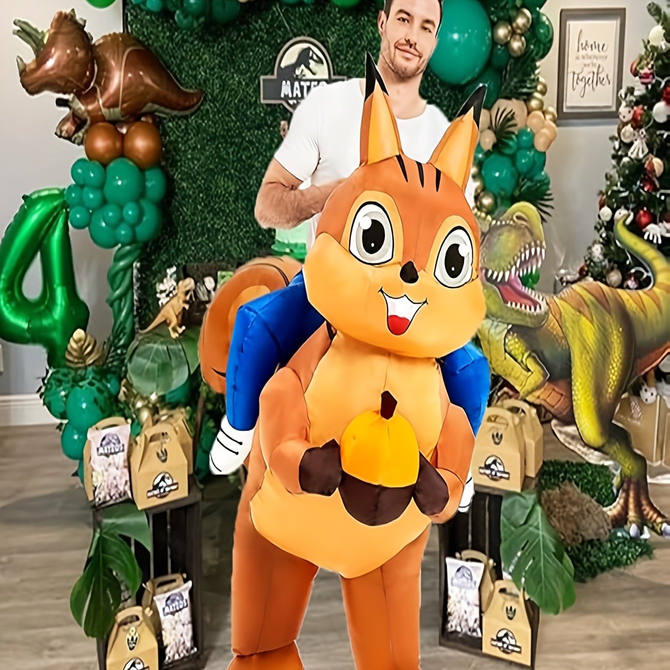 Image of Inflatable Costume For Men Featuring A Squirrel Design, Perfect For Carnival, Halloween, And Christmas Parties (no Size Measurement Needed For The Inflatable Suit)