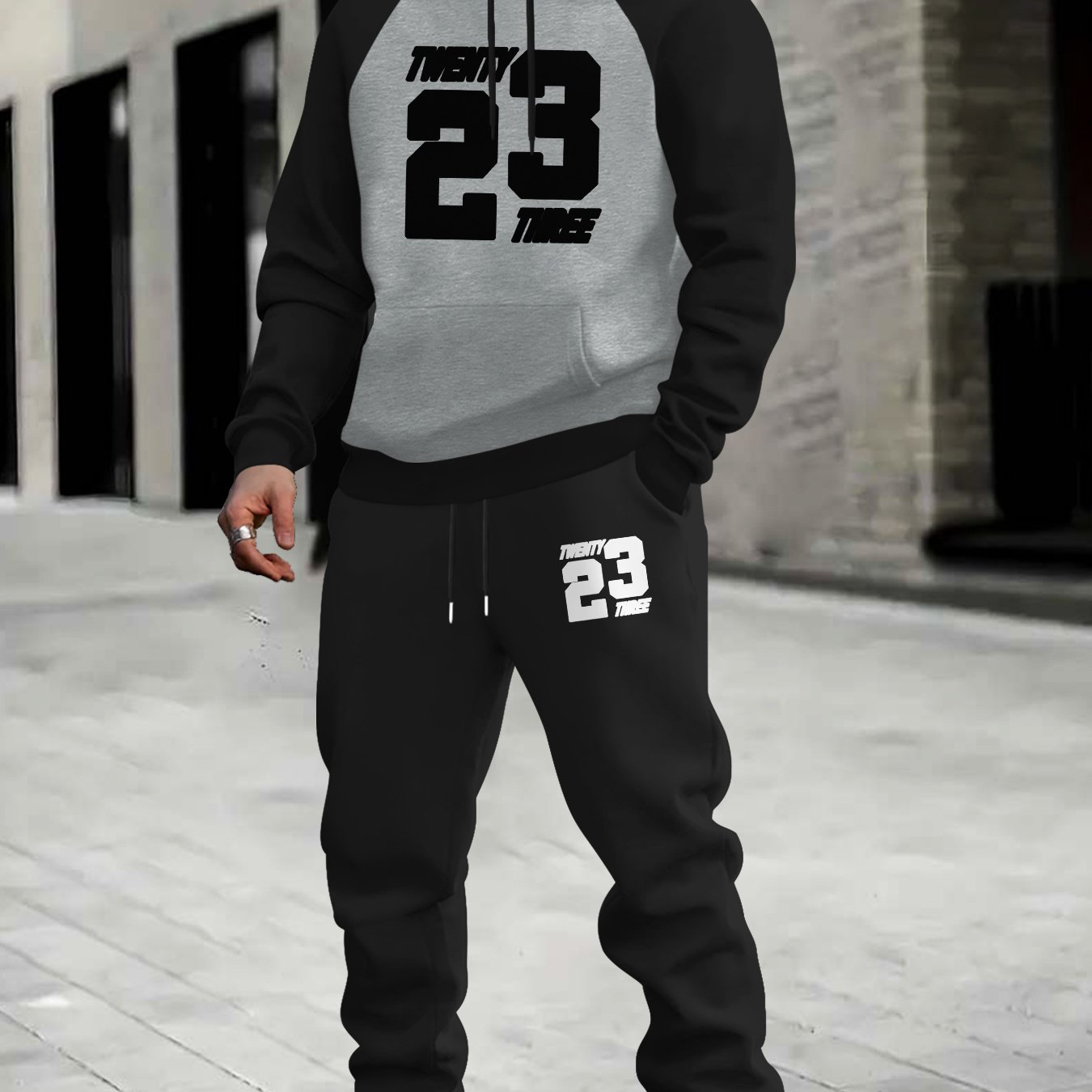 TEMU Ensemble Décontracté Sportif à Capuche pour Homme avec Manches Raglan, 23 Pièces - Sweatshirt Épais Tendance et Polyvalent