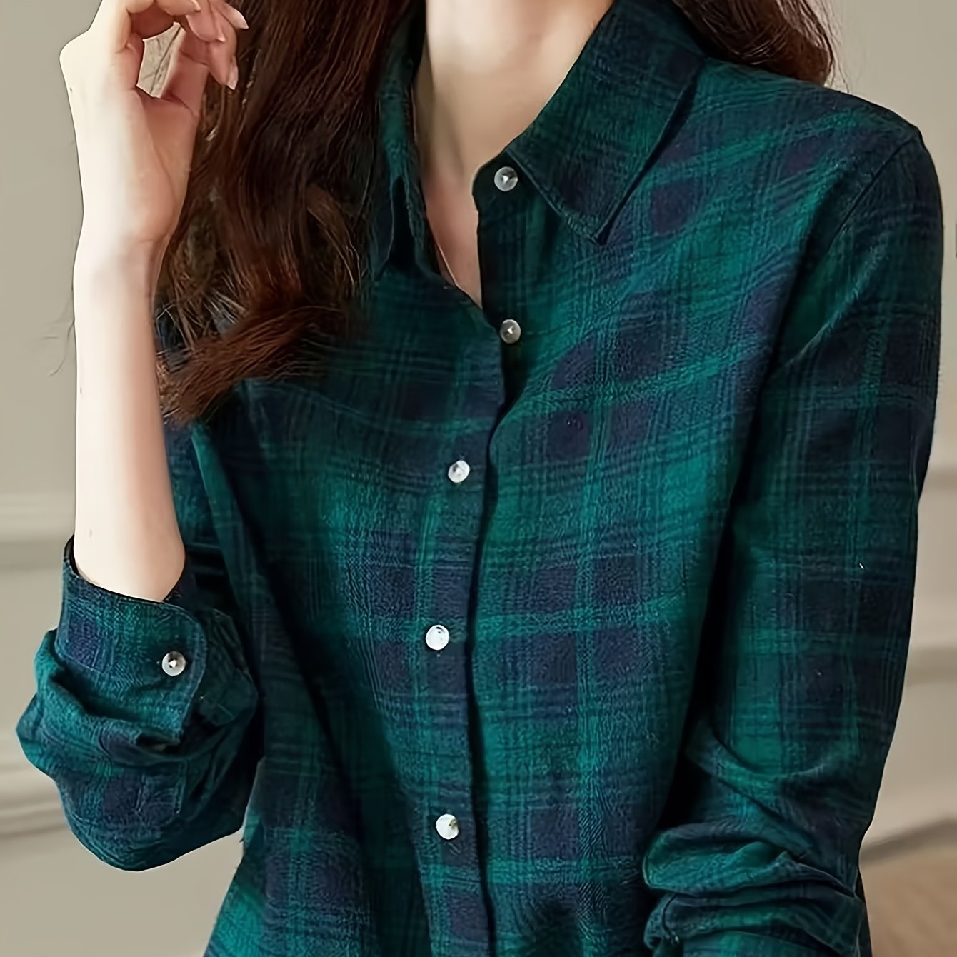 TEMU Women's Long Sleeve Casual Fashion Comfortable Lapel Shirt