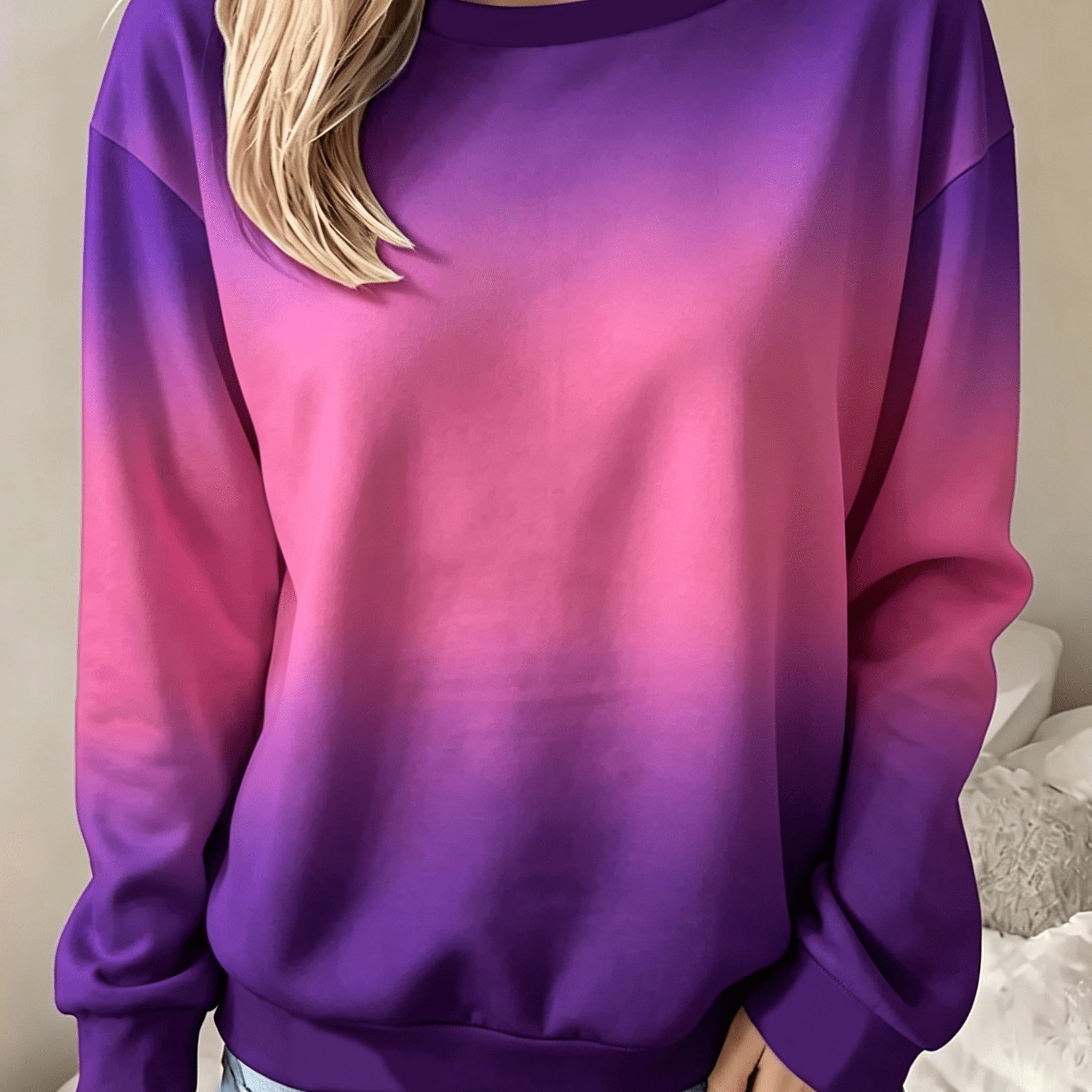 TEMU Spring/autumn New Arrival Comfortable Outdoor Crew Neck Long Sleeve Sweatshirt For Women, Holiday Loungewear Casual Long Sleeve Apparel
