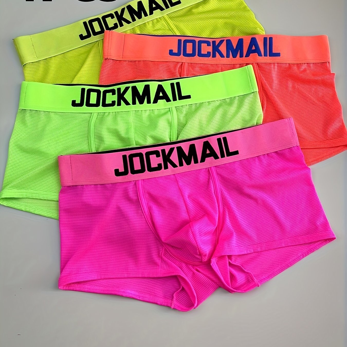 E-shop 4 Stück JOCKMAIL Herrenunterwäsche Boxershorts Mesh Fluoreszierende Slips Shorts Männerunterhosen