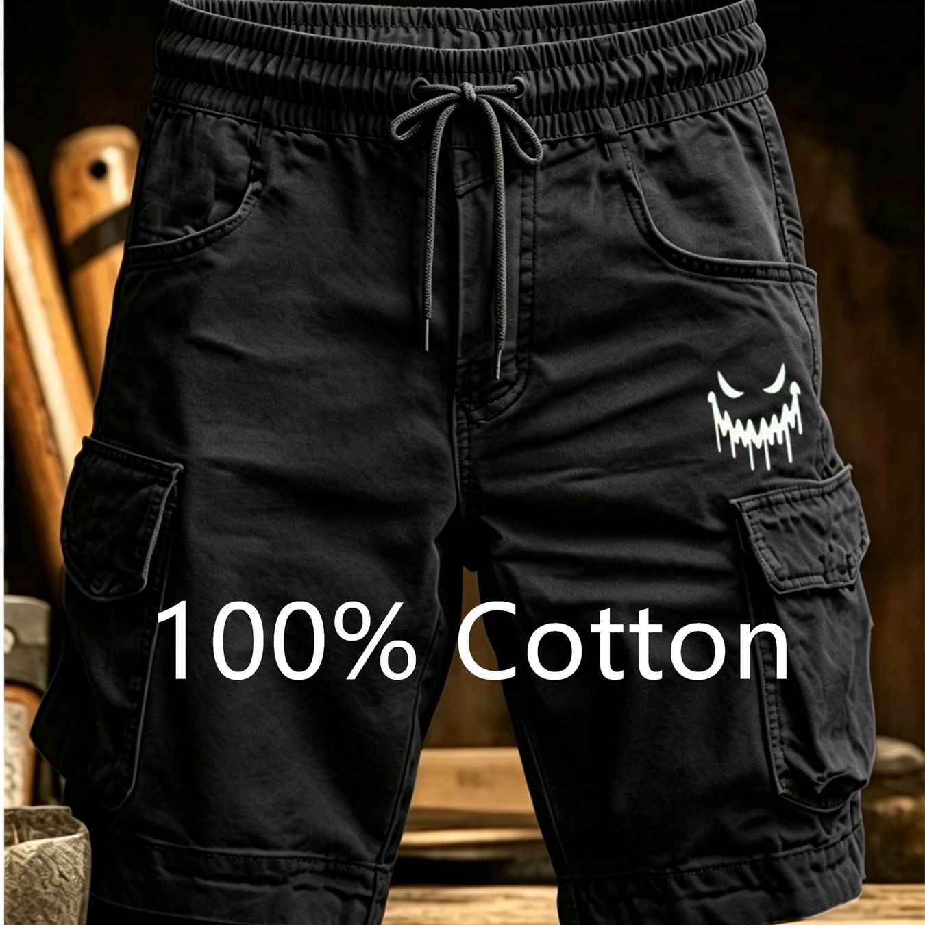 100% Cotton New Summer Fashion Solid Color Men's Work Shorts Casual Multi-pocket Running Commuting Shorts