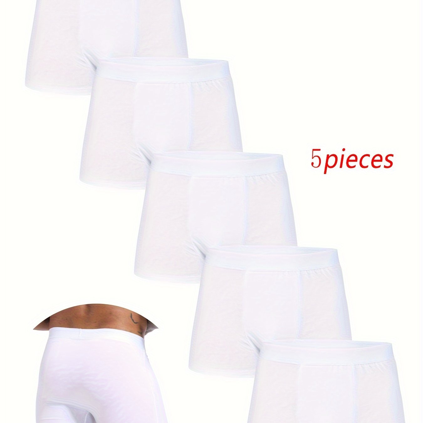 Image of 5pcs Pc White Boxer Shorts Men Polyester Underwear Male Underpants For Men Homme Boxershorts