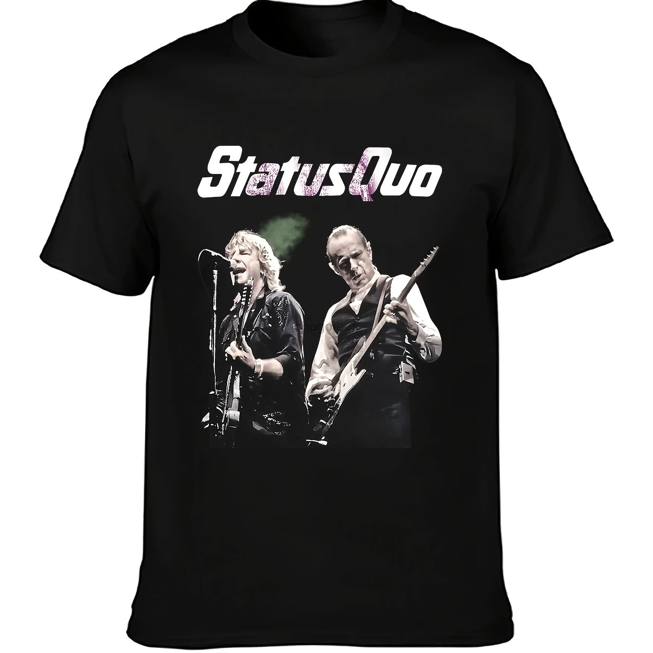Image of Rare S-tatus Q-uo Eu & Uk Tour 2009 Rock T-shirt | Casual Crew Neck, Stretch Fabric, Regular Fit, Print Pattern, Perfect For Men