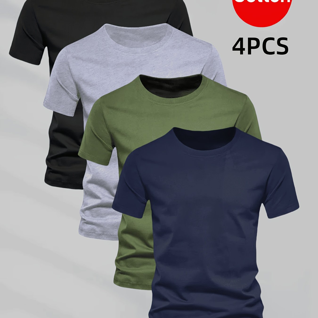 Men's 4pcs Mixed Short-sleeve T-shirts, Spring/summer Pure Cotton Short-sleeve Tees, Worn As A Base Layer Or Outerwear. For A Fit, Recommended To