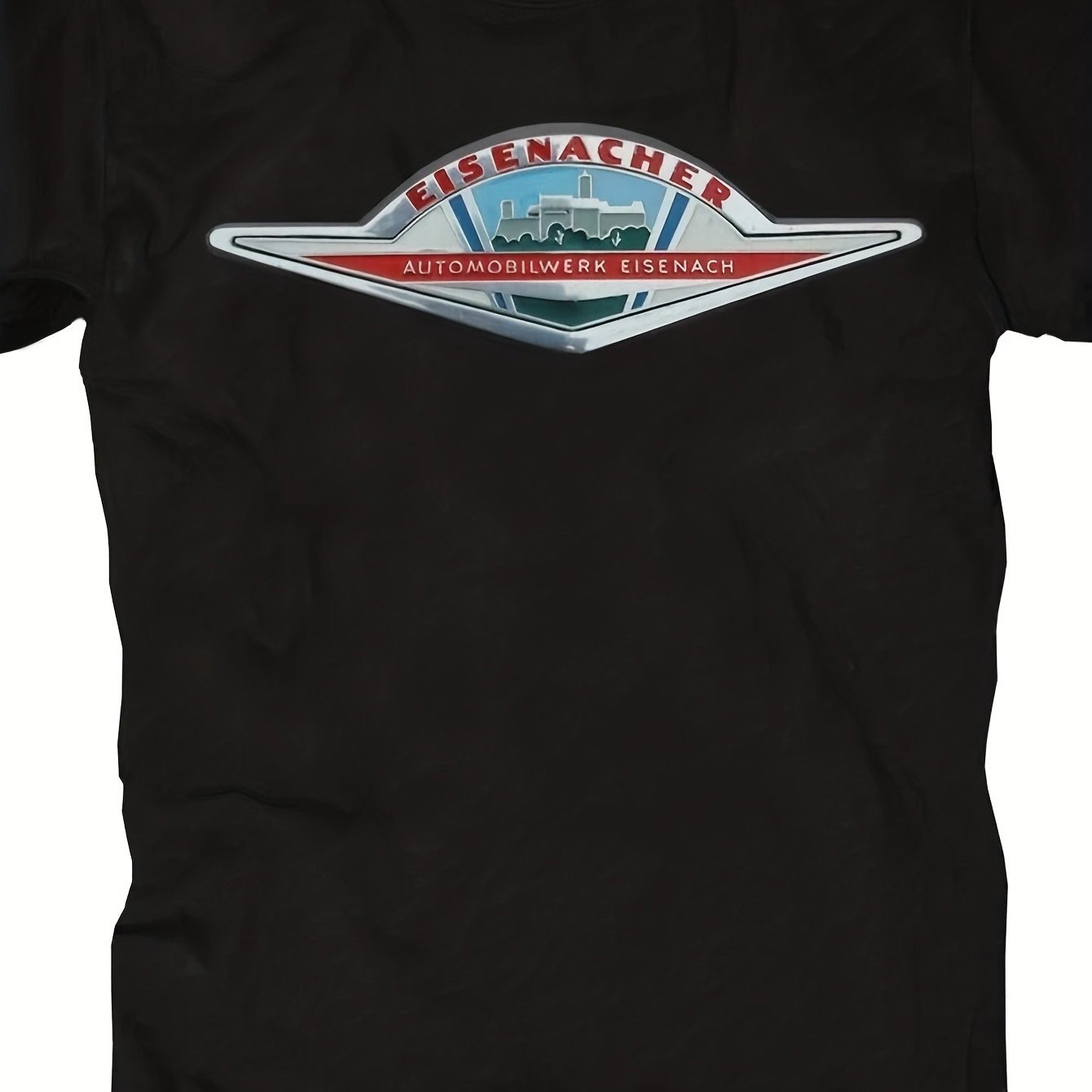 Image of Men's Vintage East German Mz Etz Awo Emw S51 Car Logo T-shirt | S 51 Enduro Ddr Nva Badge Design, Retro German Automotive Tee, Casual Short Sleeve Round Neck Top For Collectors & History Fans
