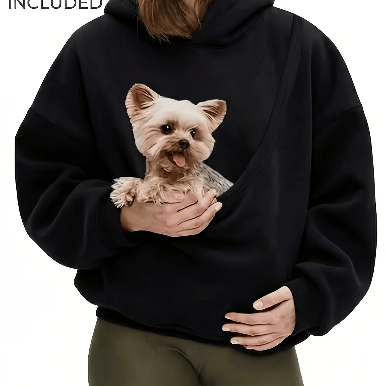 TEMU 2026 Trendy New Women's Oversized Hooded Sweatshirt | For Pet Lovers | Built-in Pet Carrying Pocket | Soft And Comfortable | Outdoor