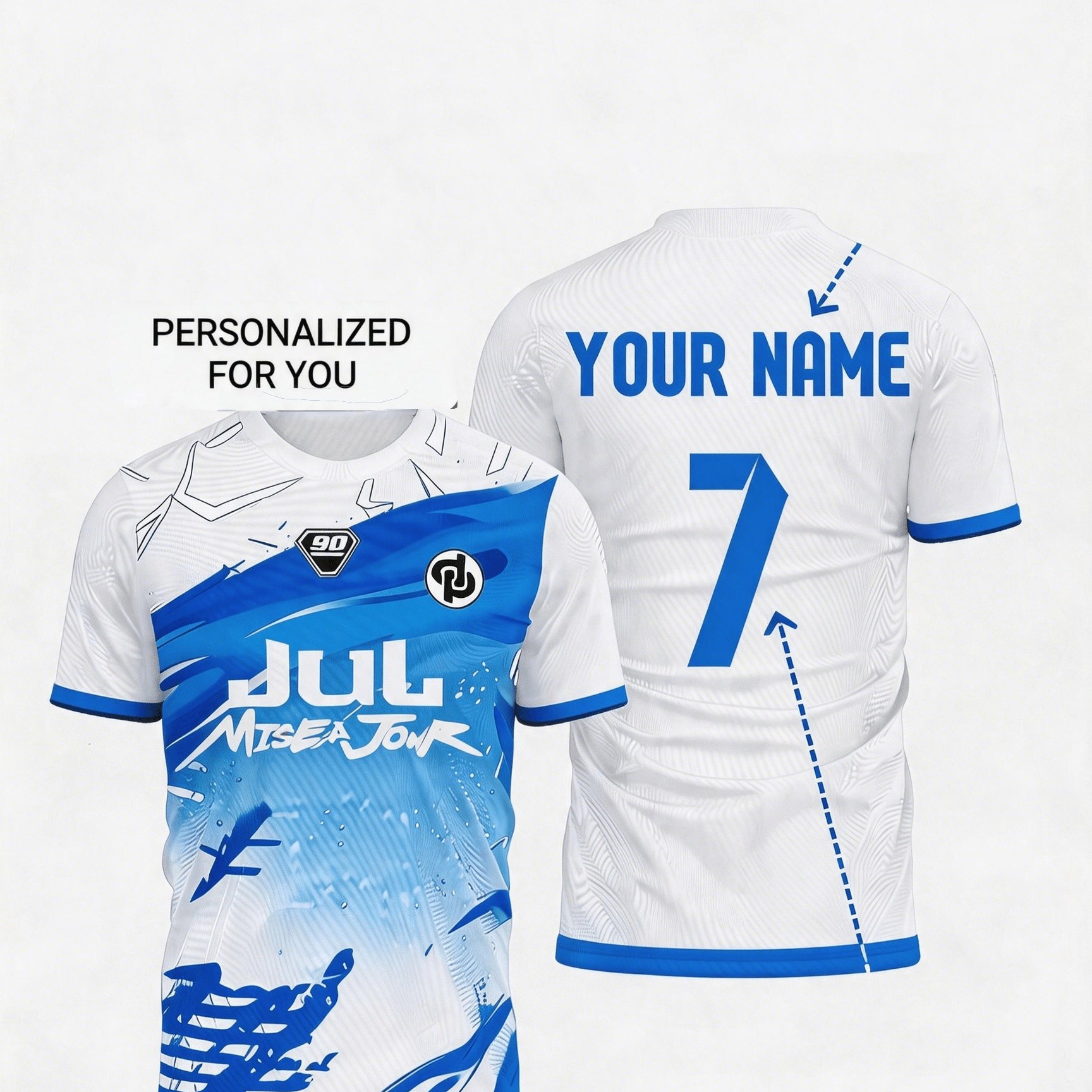 TEMU Custom Japanese Soccer Jersey With Name And Number Print - Breathable Athletic And Casual Wear, Unisex Sports Top, Numbers 25/26, Machine