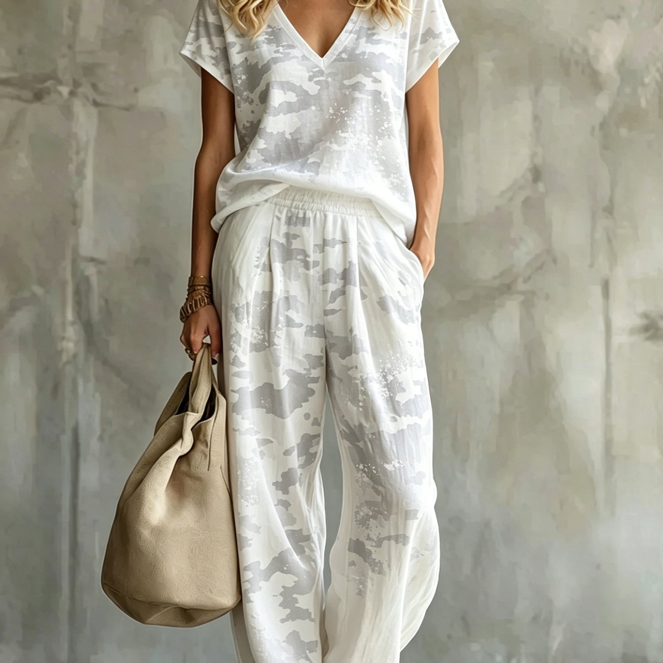 New Four-season Fashion -neck Mid-short Sleeve T-shirt With Casual Long Pants Women'-piece Set, Casual And Style, Suitable For Spring And Summer Daily And Vacation Occasions Styling