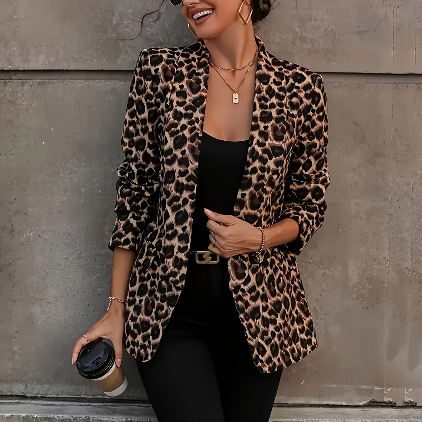 Women's Casual Elegant Leopard Print Simple Blazer