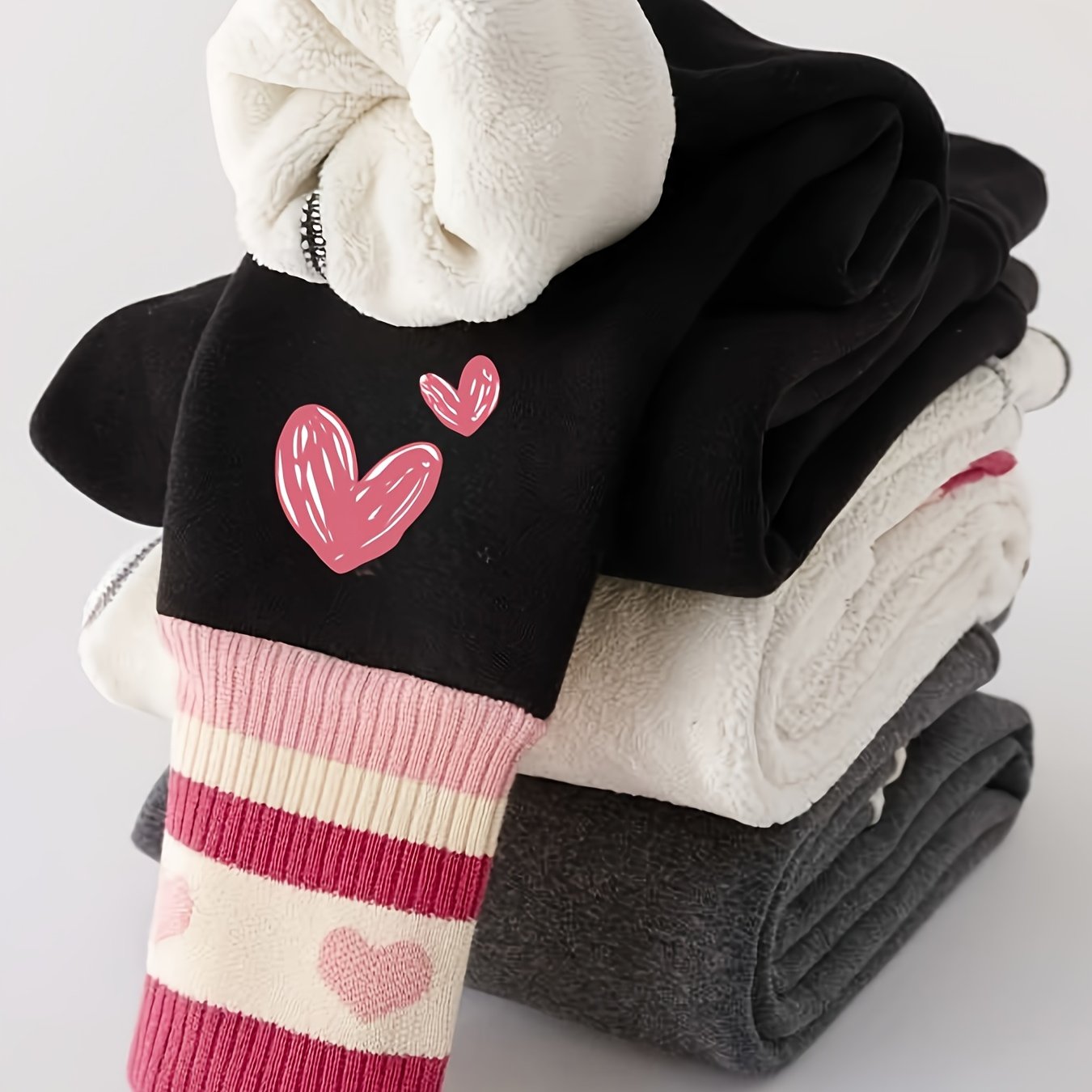 Image of 2pcs Girls' -lined Leggings, Baby Outerwear For Autumn/winter, Thin 1pc, Girls' Pants, Winter Warm Pants