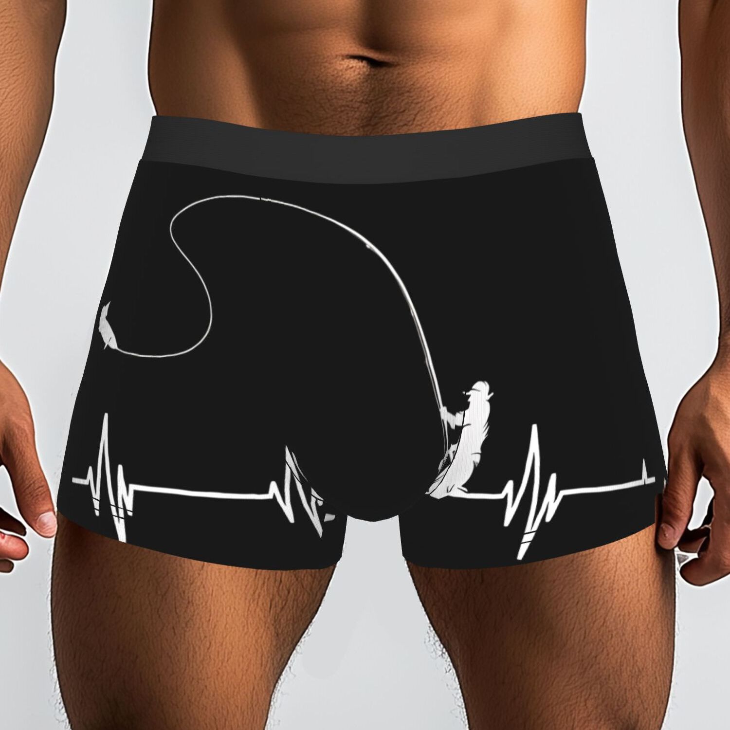 TEMU 1pc Fishing Heartbeat Underpants Breathbale Panties Male Underwear Shorts Boxer Briefs