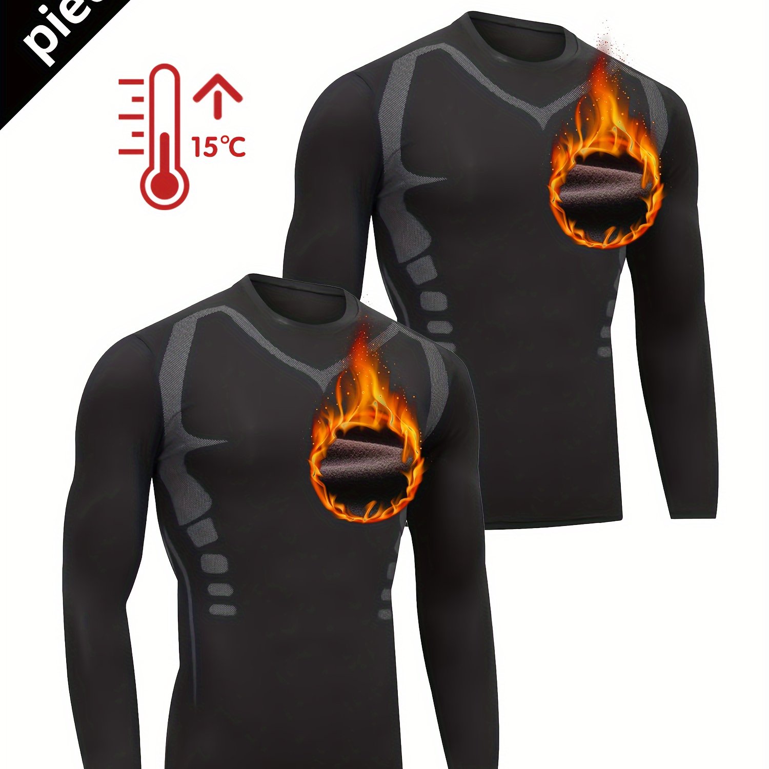 E-shop Fleece-gefüttertes, warmes Sport-Zweiteiler-Set für Herren, Lauf- und Fitnessbekleidung, warme, feste Fleece-Ausrüstung für Herbst und Winter,