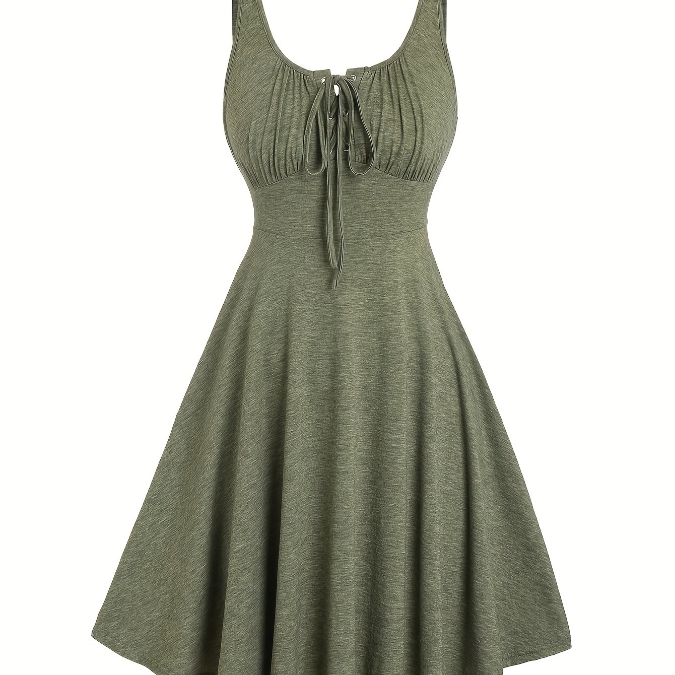 Women' Color Metal Eyelet Lace-up Dress