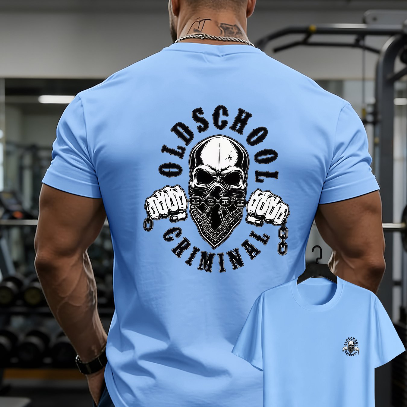 TEMU Summer Men's Loose Short Sleeve T-shirt, Oldschool Dark Skull Print Athletic Casual Short Sleeve Tee, Men's Modern Loose , Versatile Round Neck,