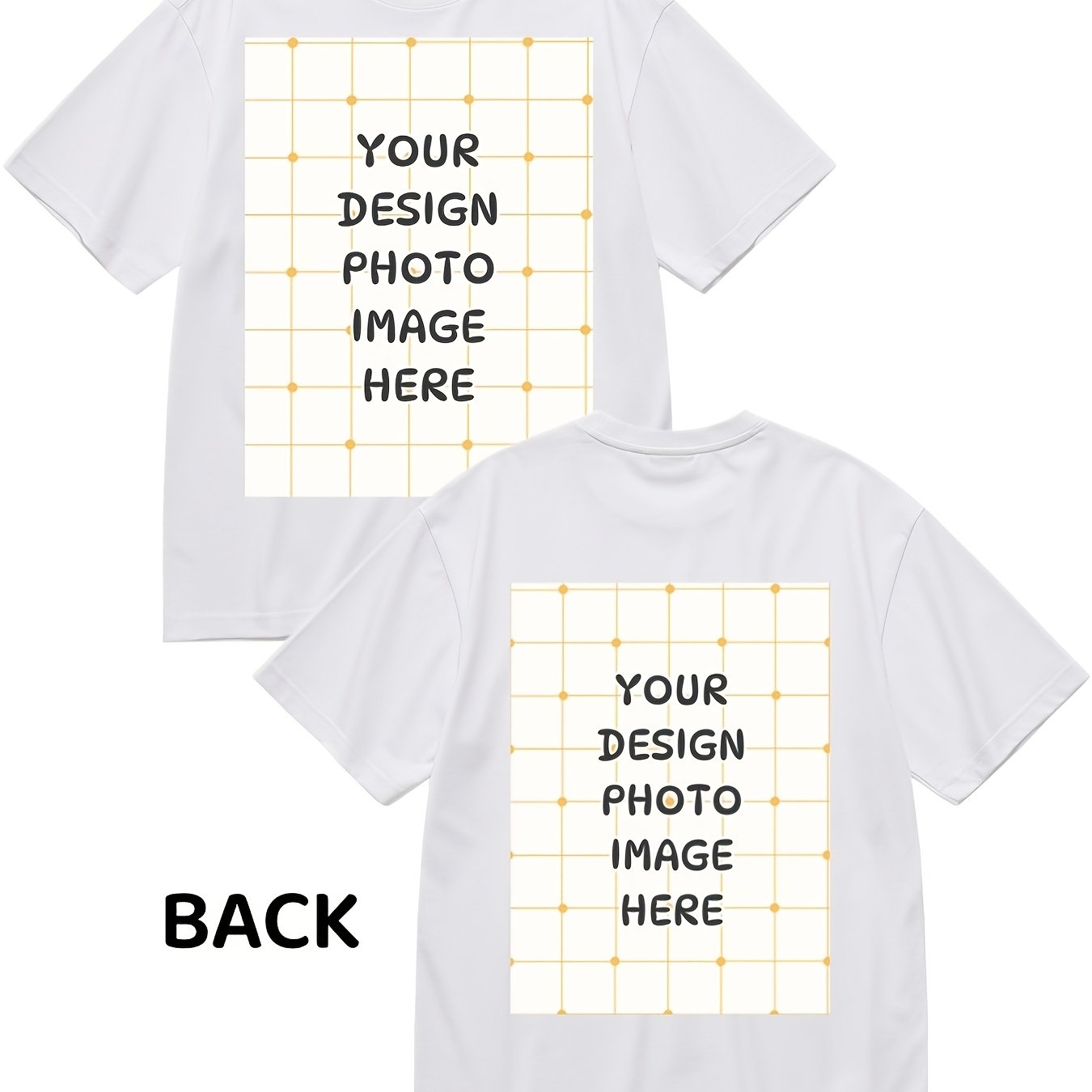 Plus Size, Oversized Women's Custom T-shirt Personalized Double Sided Print Plus Size Tee Pure Tshirt - Add Your Image - Solid Crew Neck Short Sleeve Tee Soft Comfortable Casual Trendy Swear