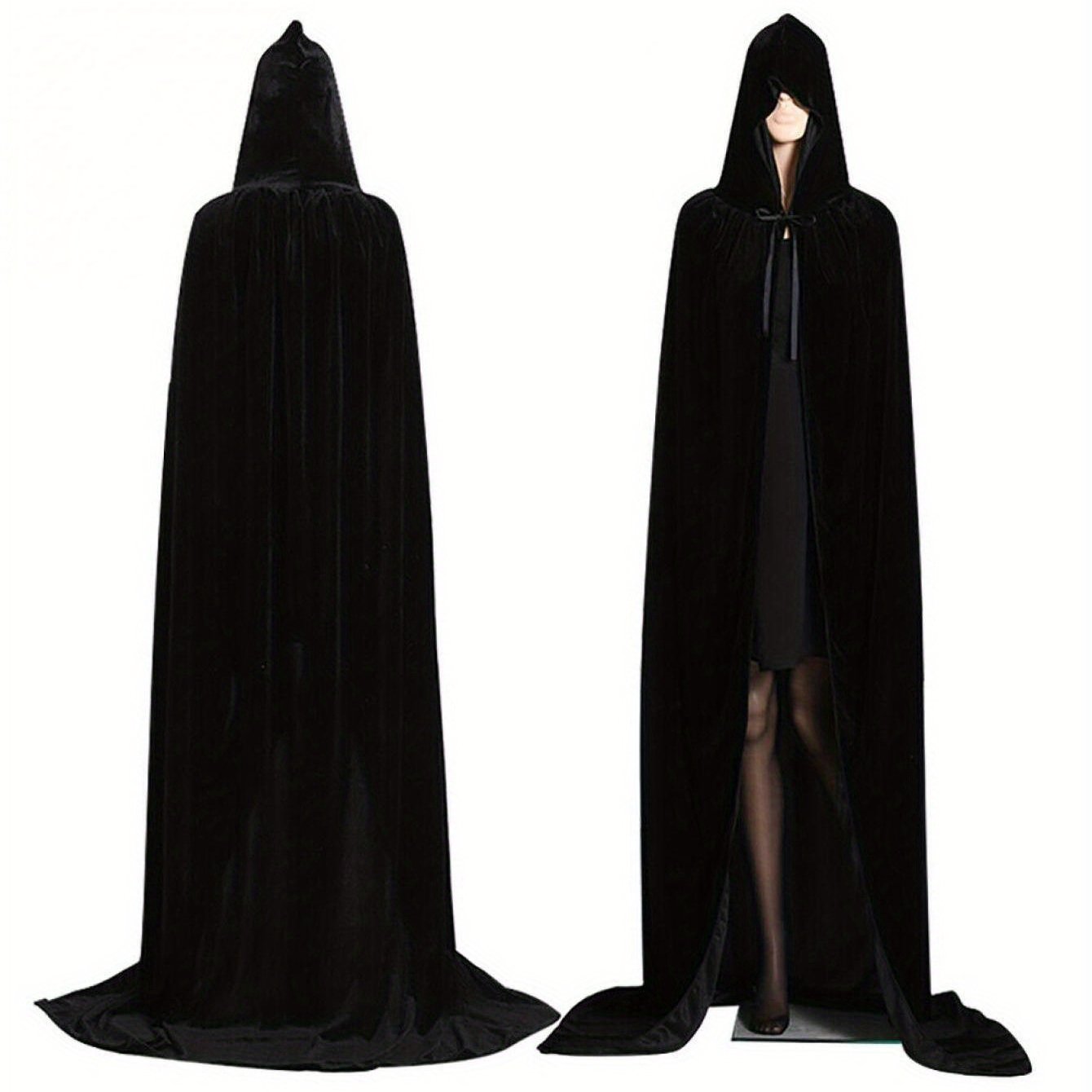 TEMU Unisex Women/men Velvet Cloak, Casual Solid Hooded Vampire Cape For Halloween Party