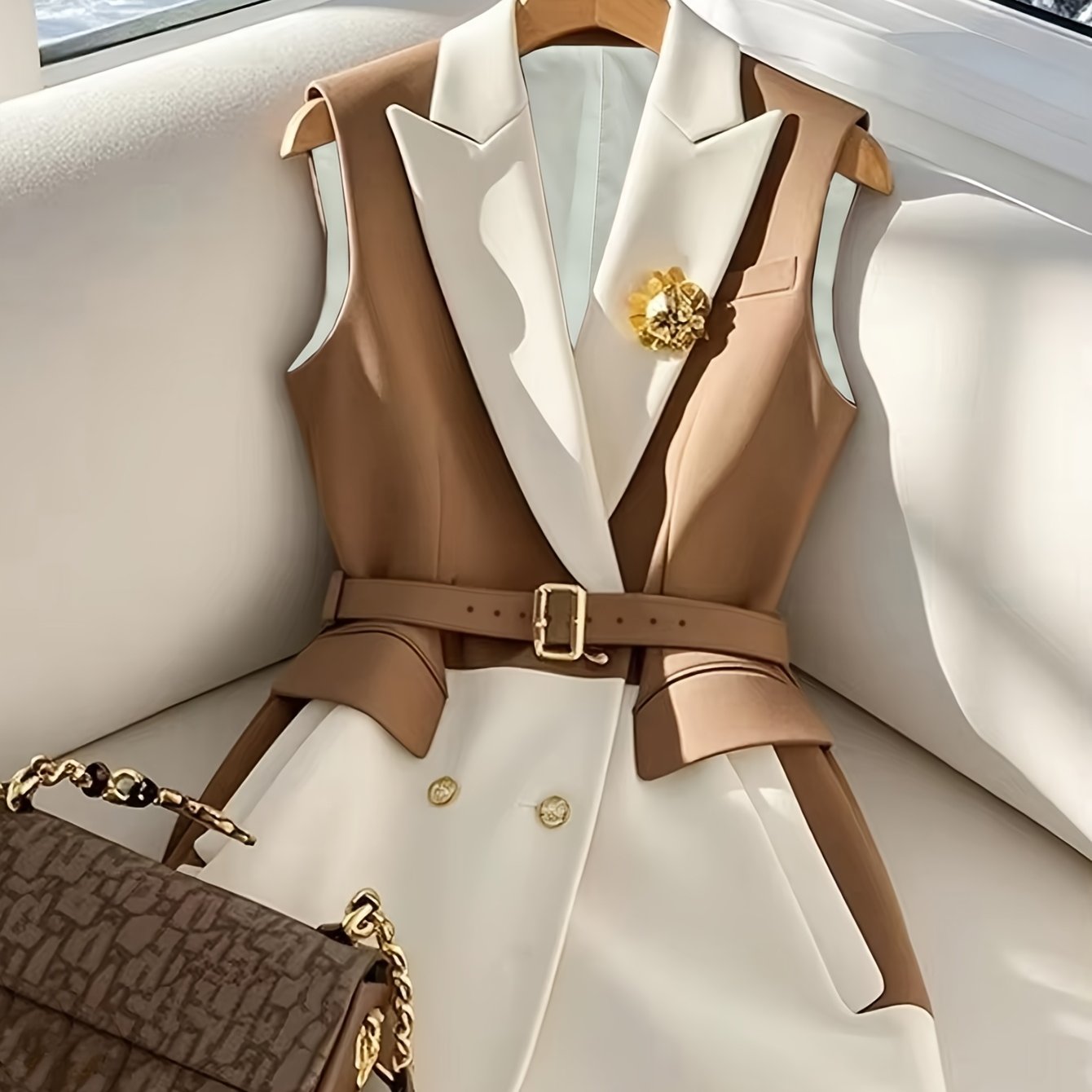 Image of Spring/summer Women's Fashionable And Elegant Color-block Blazer Vest