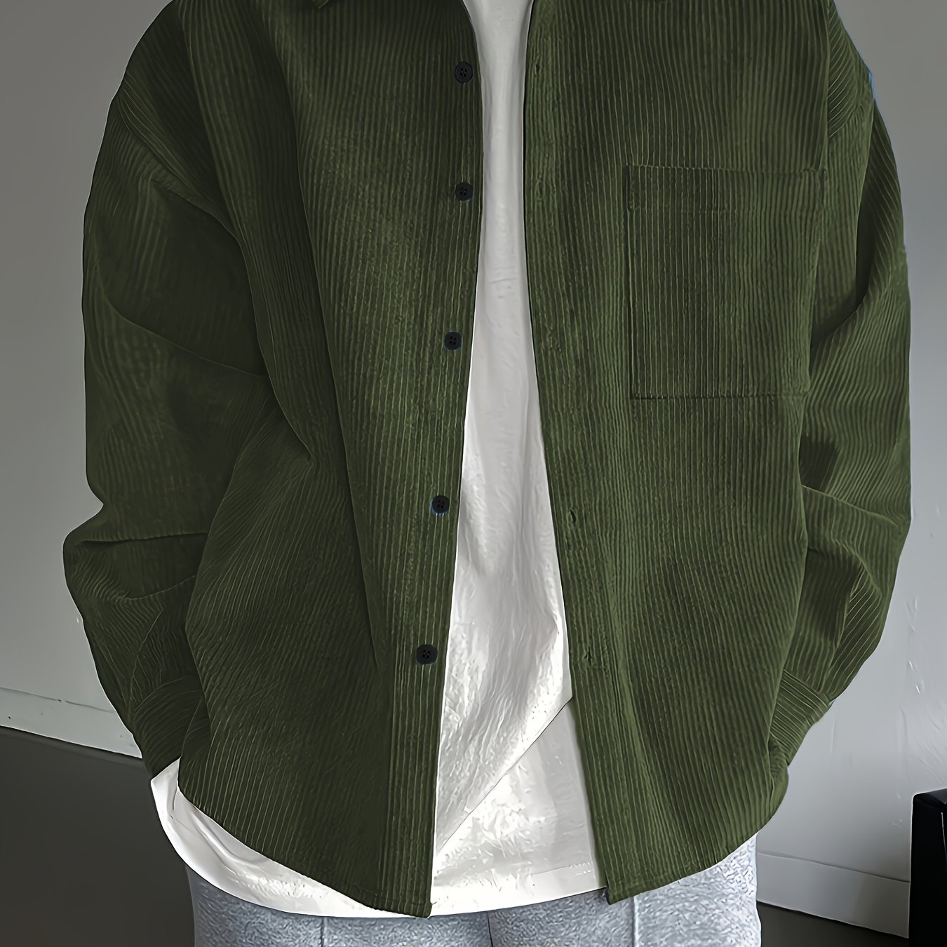 Men's Casual Shirt-loose Point Collar Design, Machine Washable Solid Color, Suitable For Casual And Formal Occasions, Casual