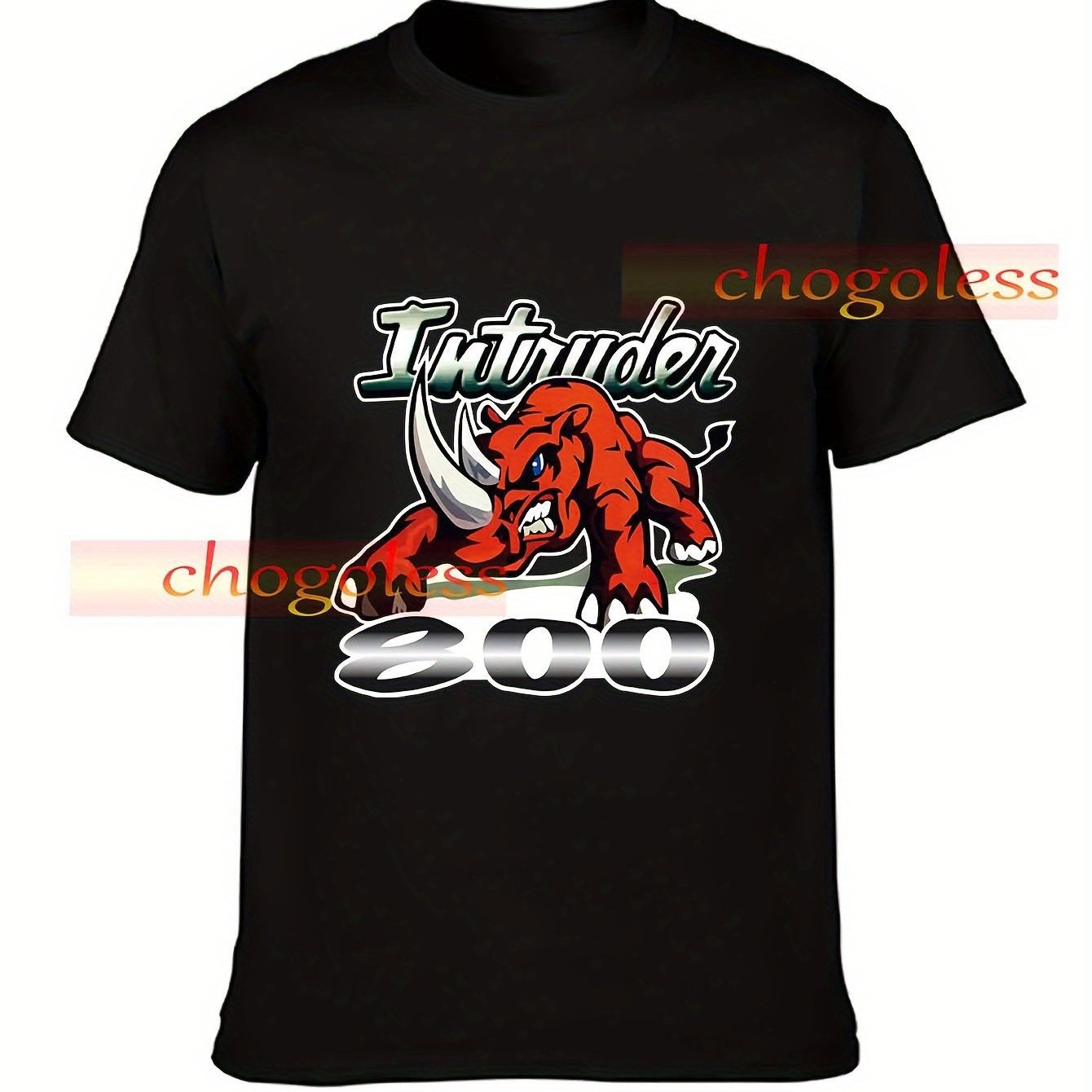 Men's Intruder 800 Graphic T-shirt | Black Heavy Metal Band Tee With Red Demon Bull & Japanese Text, Casual Crew Neck Short Sleeve Shirt For Concerts & Casual Attire, Sizes S-6xl, Wear, Plus Size