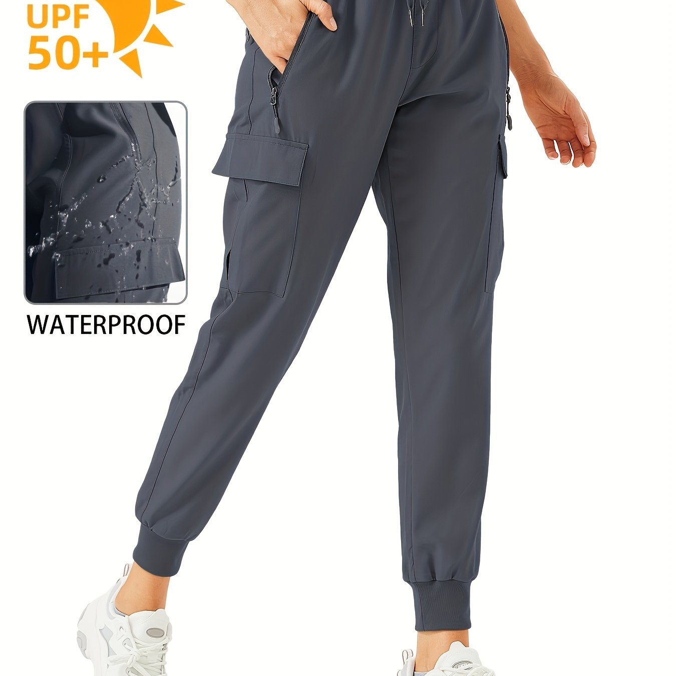 Women&#39;S Cargo Joggers Hiking Pants Lightweight Camping Quick Dry Water Resistant UPF 50+ Zippered Pockets
