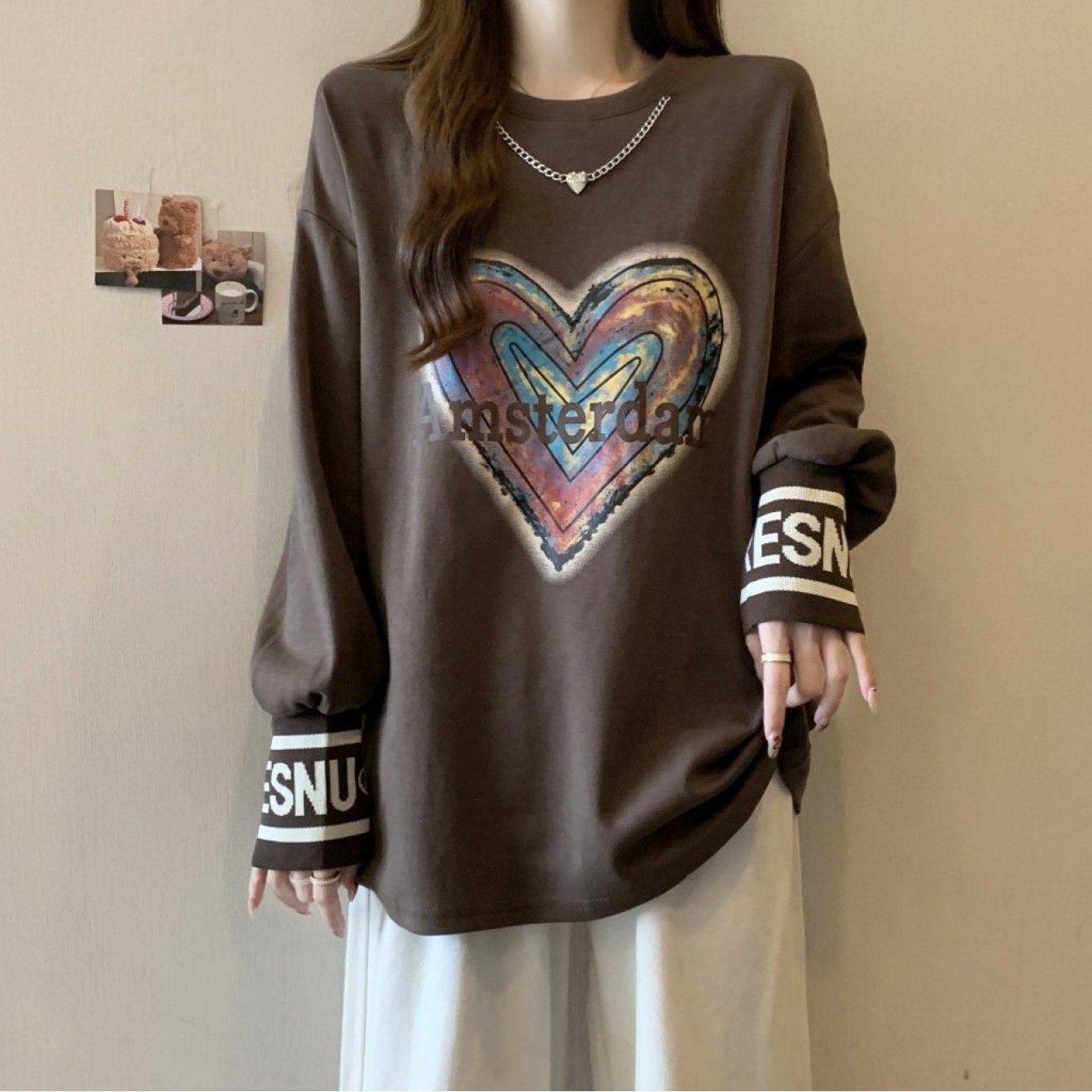 TEMU 【商品名】秋と冬に最適な厚手で裏起毛のベースレイヤー トップス。ルーズフィットで、体型を隠し、暖かく、長袖、より大きいサイズもご用意。肌に優しく、快適、滑らか、クッシーのあるソフトな素材。