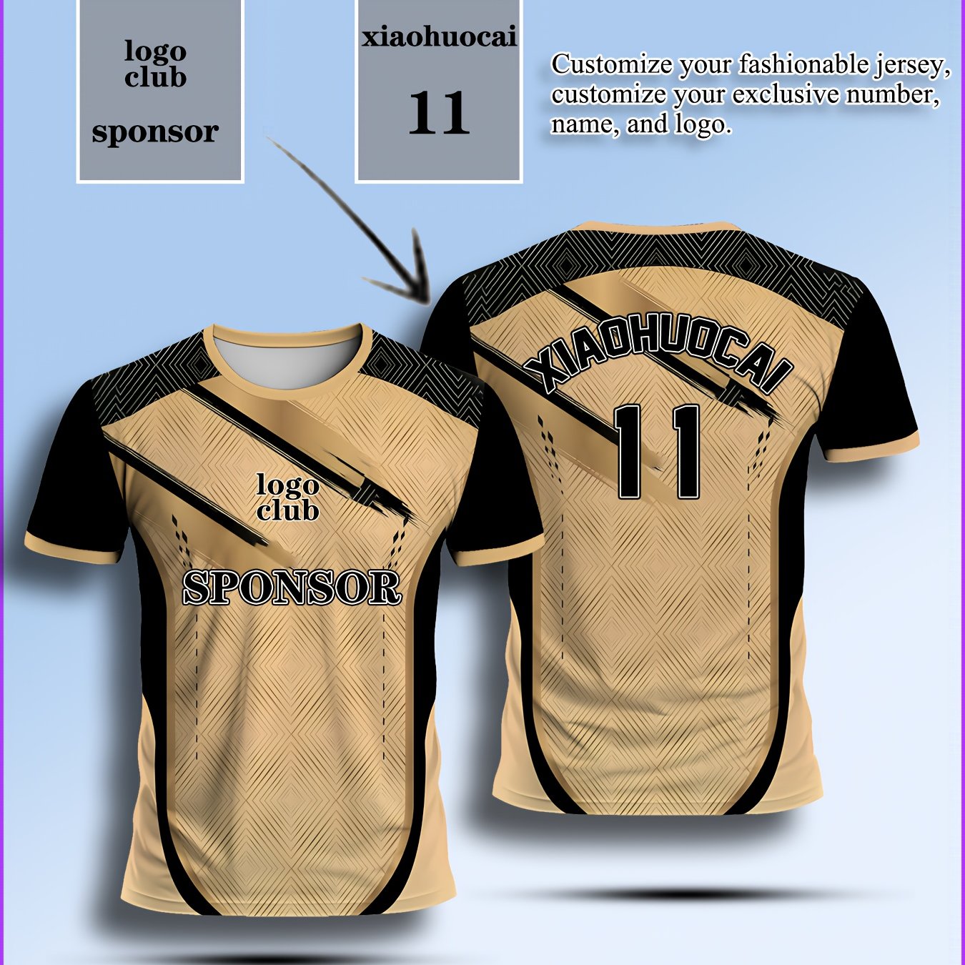 TEMU Men's - Name And Number Printable, Breathable Sports Shirt For Competition/training, Moisture-wicking Fabric, Slim Fit, , Durable Sportswear,