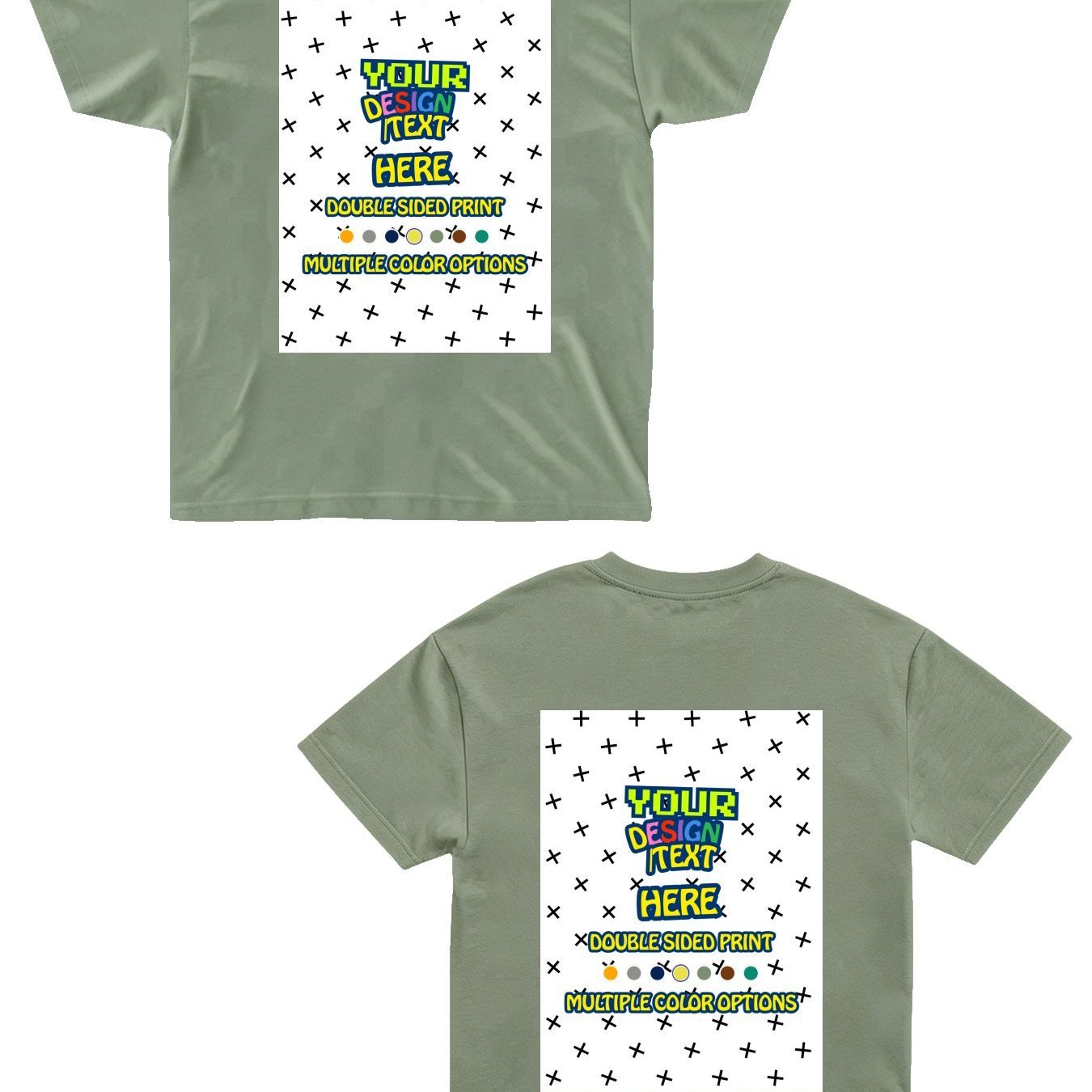 Image of T-shirt Personalized Double-sided Printing Suitable For , Add Your Photo//image, Unisex Adult Crew Neck Short Sleeve Tee, Soft Comfortable Casual Gym Wear, Machine Washable Summer Apparel