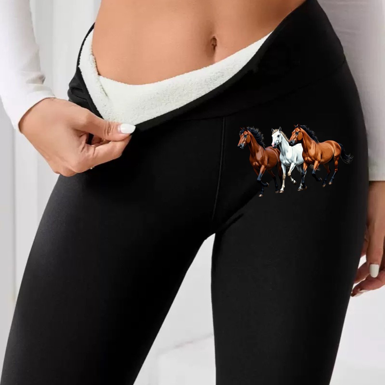 TEMU Leggings taille haute Imprimé Noir pour Fitness Doublure Chauffante