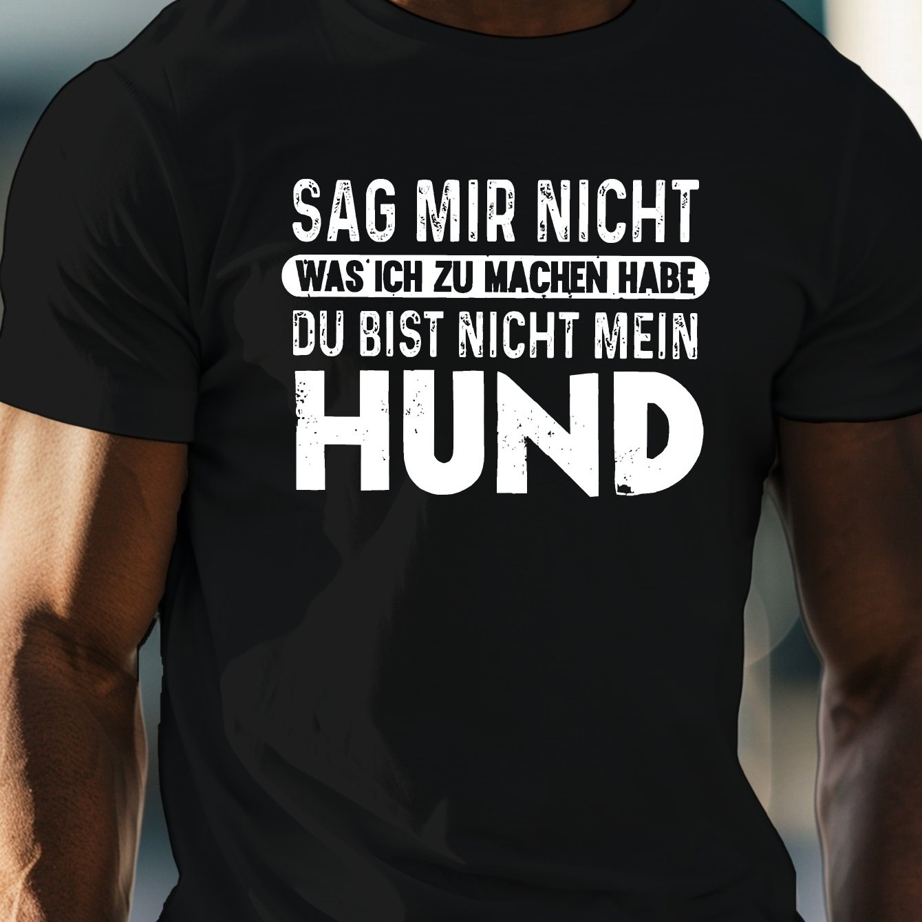 Plus Size Men's Funny German T-shirt - "my Dog Sarcastic" Quote, Lightweight Summer Casual Crew Neck Tee, Regular Fit German Text Top For, Outdoor And Casual Attire