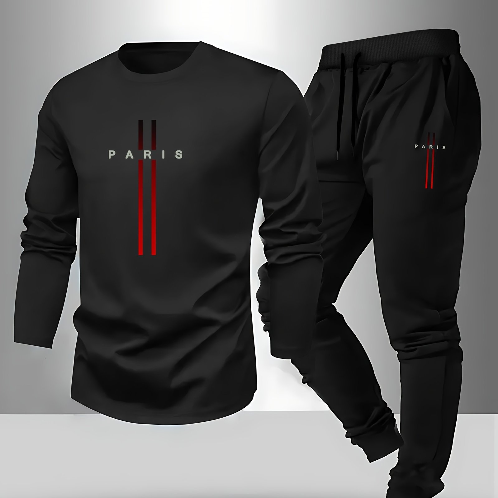 Obm Men's Casual Sport Long Sleeve Shirt And Sweatpants Set