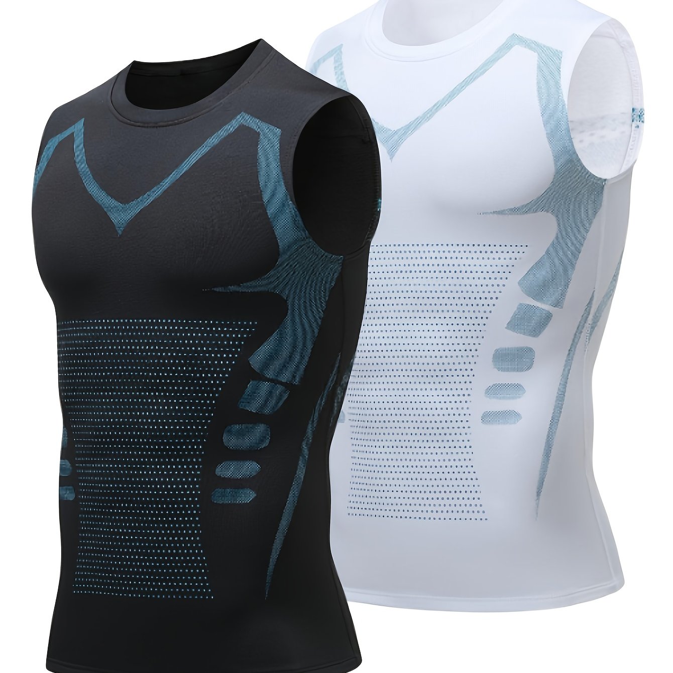 TEMU 2pcs Men's Shapewear Tank Top - Fleece-lined For , Winter Sports Thermal Base Layer, Quick-drying Breathable Sleeveless Sportswear,