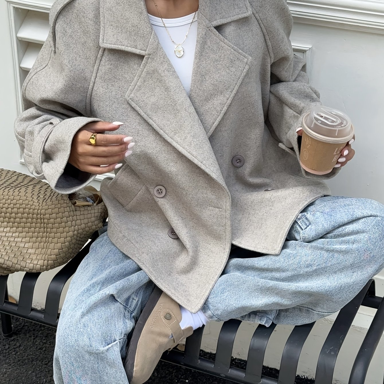 Women's Autumn Winter Lapel Double-breasted Loose All-match Short Coat