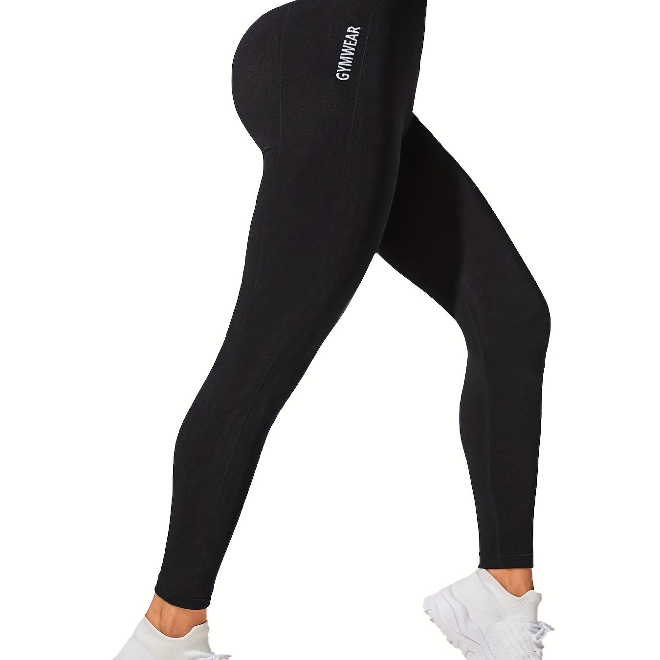 Image of Letter Pattern Sports Yoga Pants, High Waist Running Workout Leggings, Women's Activewear For Fall & Winter