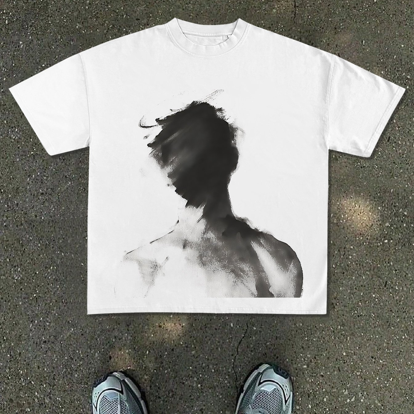 TEMU Men's New T-shirt | Minimalist Abstract Portrait Print, Black And White Contrast, Dark -garde Street Style, , Suitable For Trendy Casual Wear