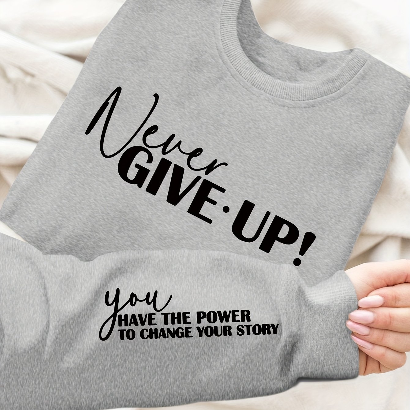 TEMU Letter Print Sweatshirt, Crew Neck Casual Sweatshirt For Winter & Fall, Women's Clothing
