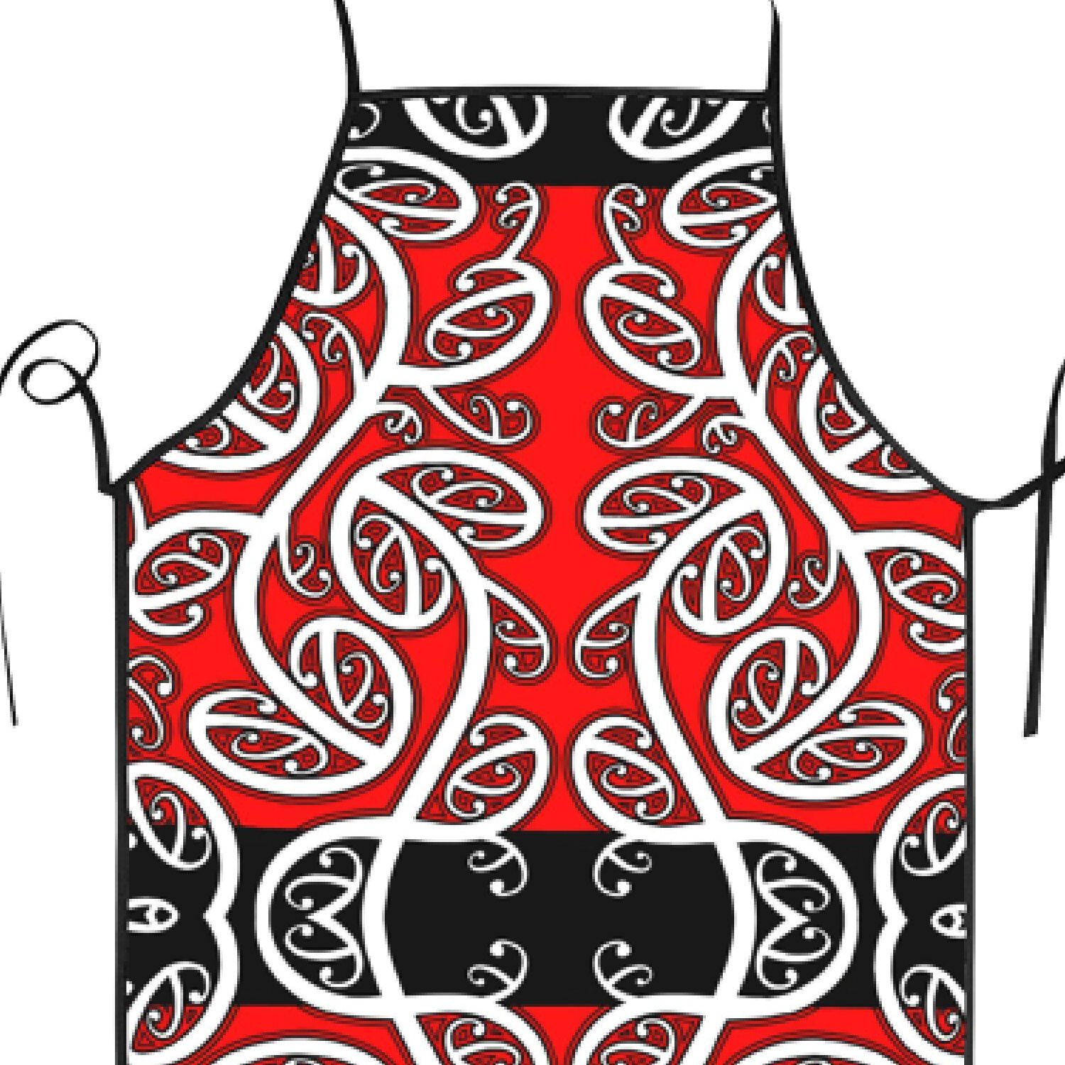 TEMU Maori Pattern New Zealand Apron Chef Waiter Barbecue Adult Pocket Apron Kitchen Supplies Tool