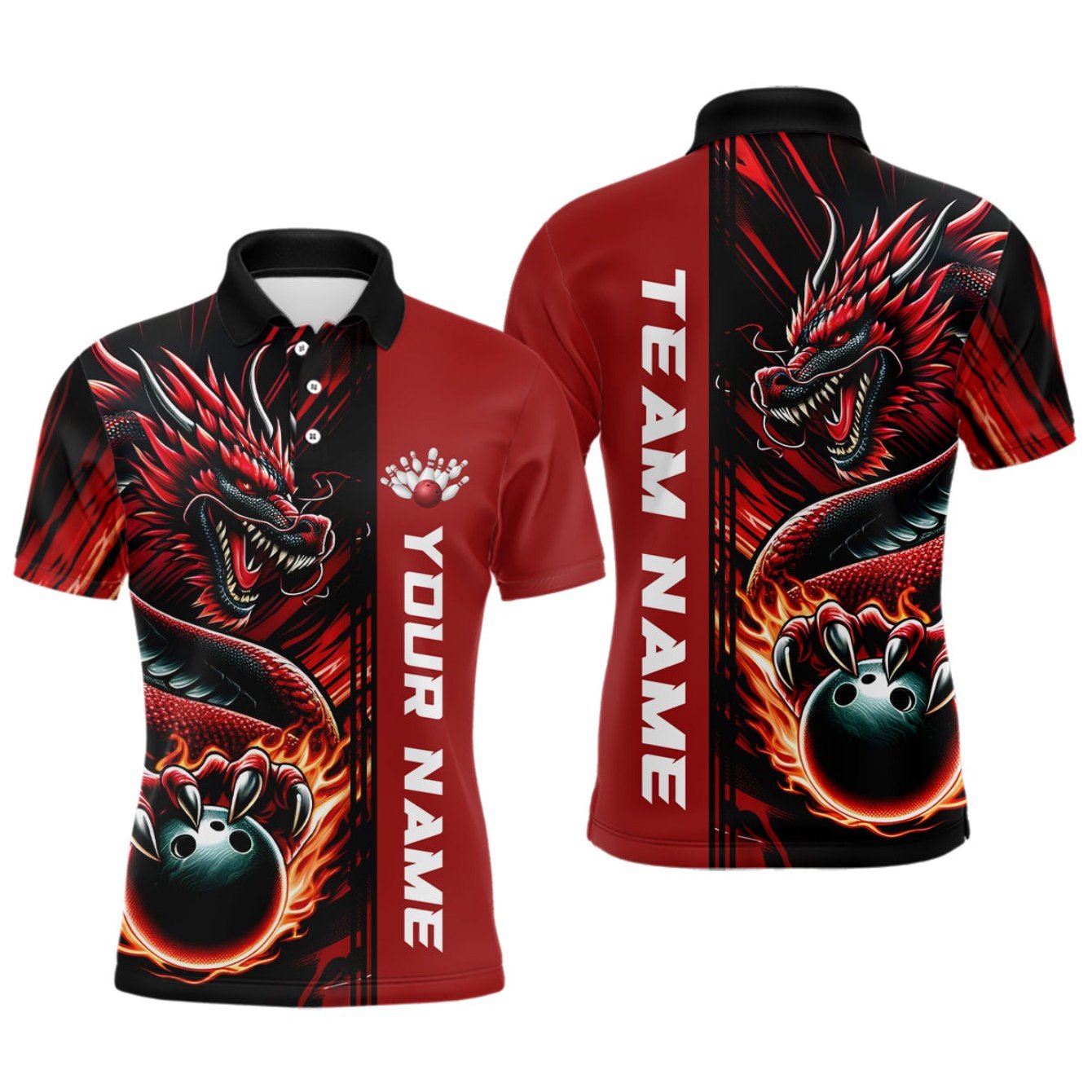 TEMU Men's Custom Multi-colored Team , Bowling Apparel | Bowling Attire | Shirts | Sports Polos