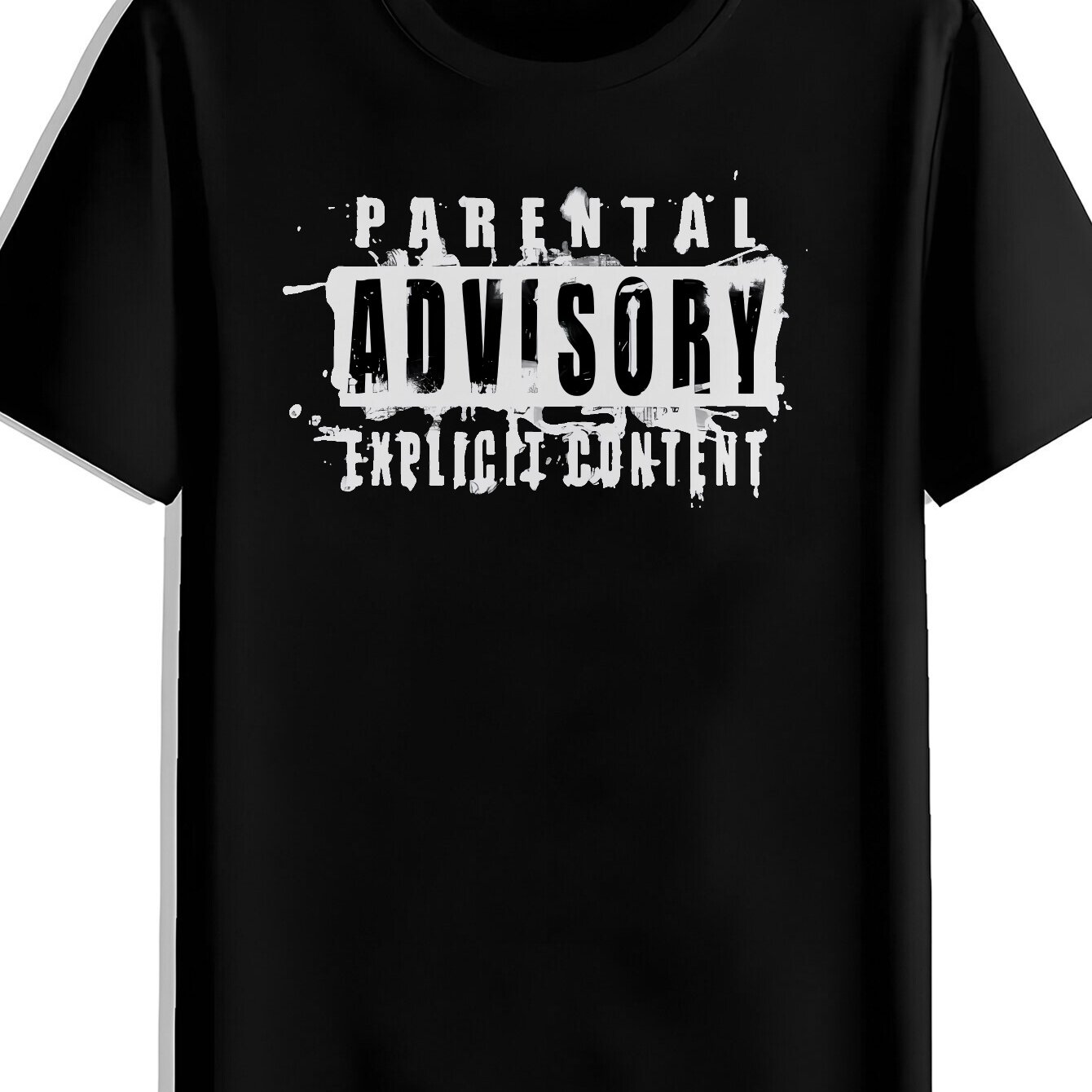 TEMU Men's Parental Explicit Content T-shirt - Warning Label Design Suitable For Parties, Beach & Daily Wear - Loose Neck Short Sleeve Humorous Gift